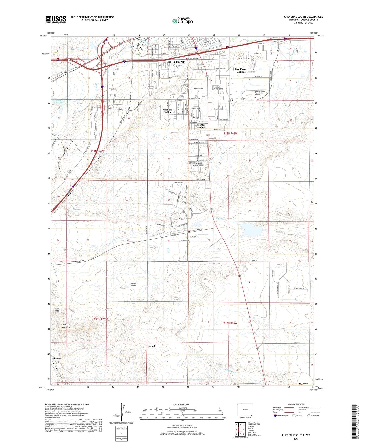 Cheyenne South Wyoming US Topo Map Image