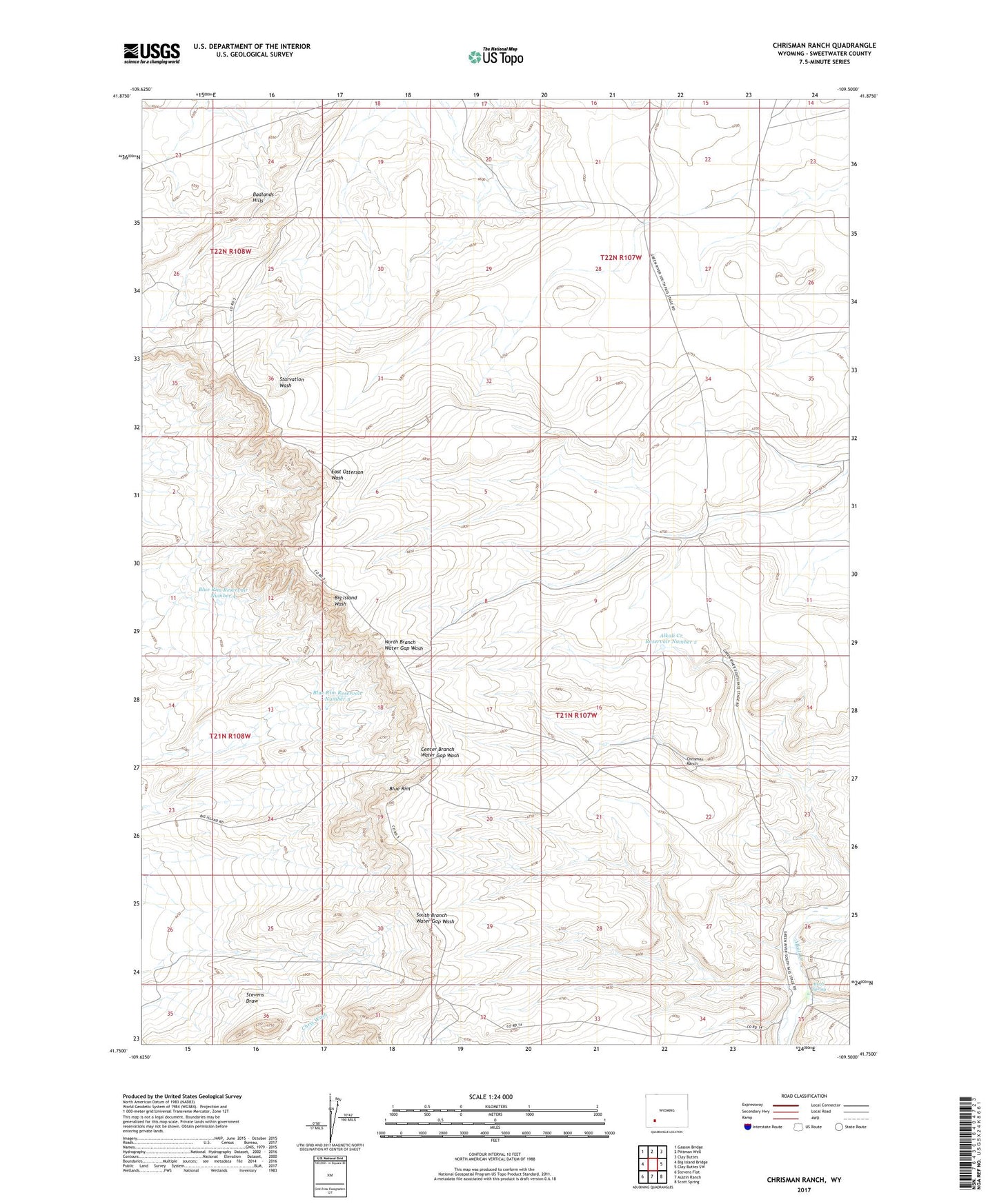Chrisman Ranch Wyoming US Topo Map Image