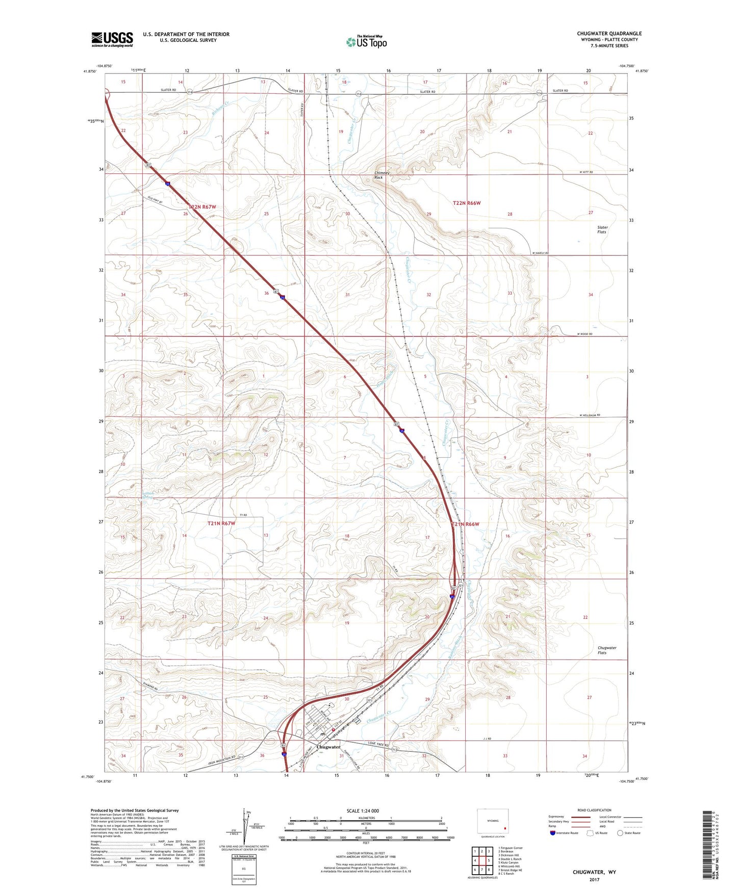 Chugwater Wyoming US Topo Map Image