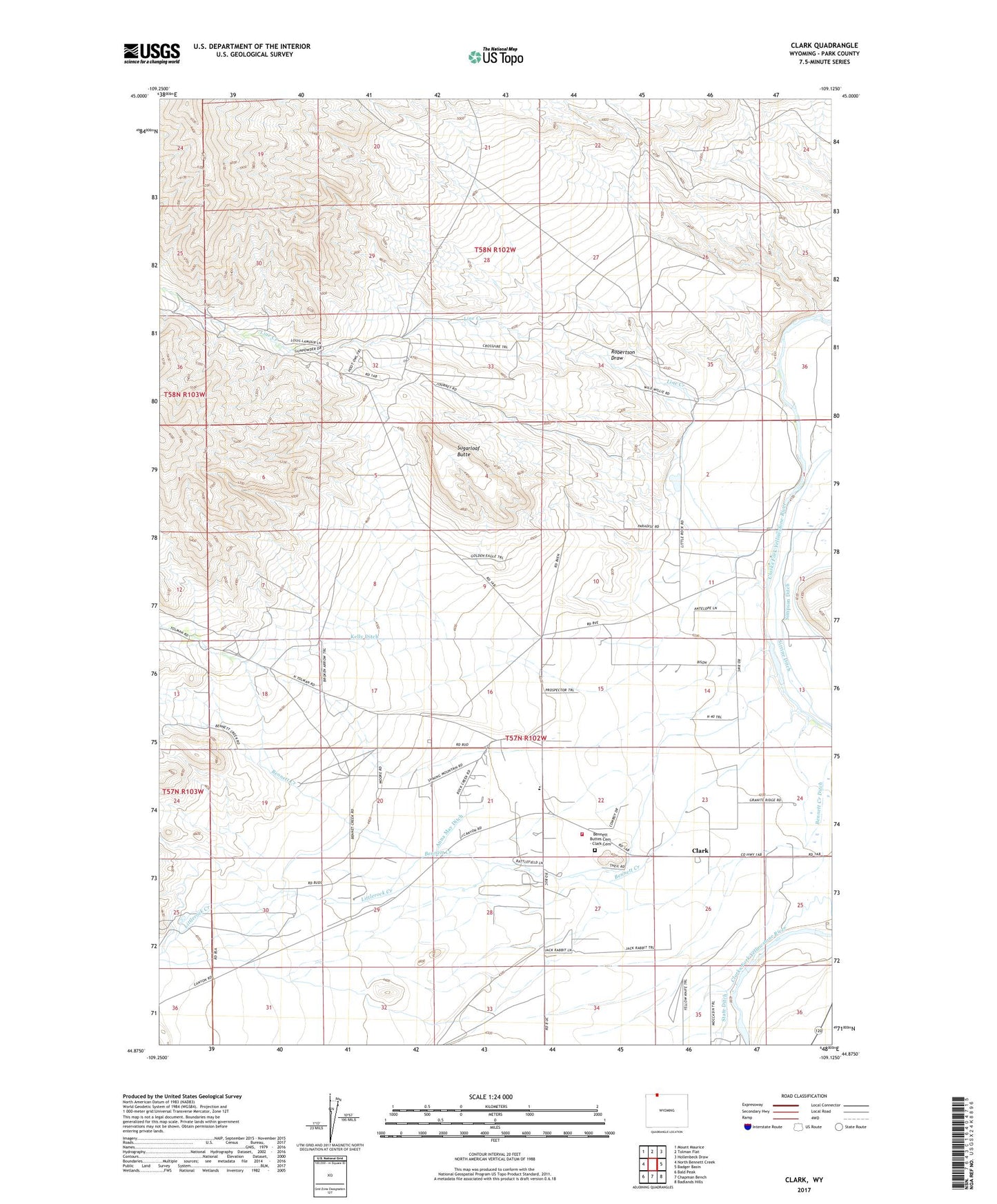 Clark Wyoming US Topo Map Image