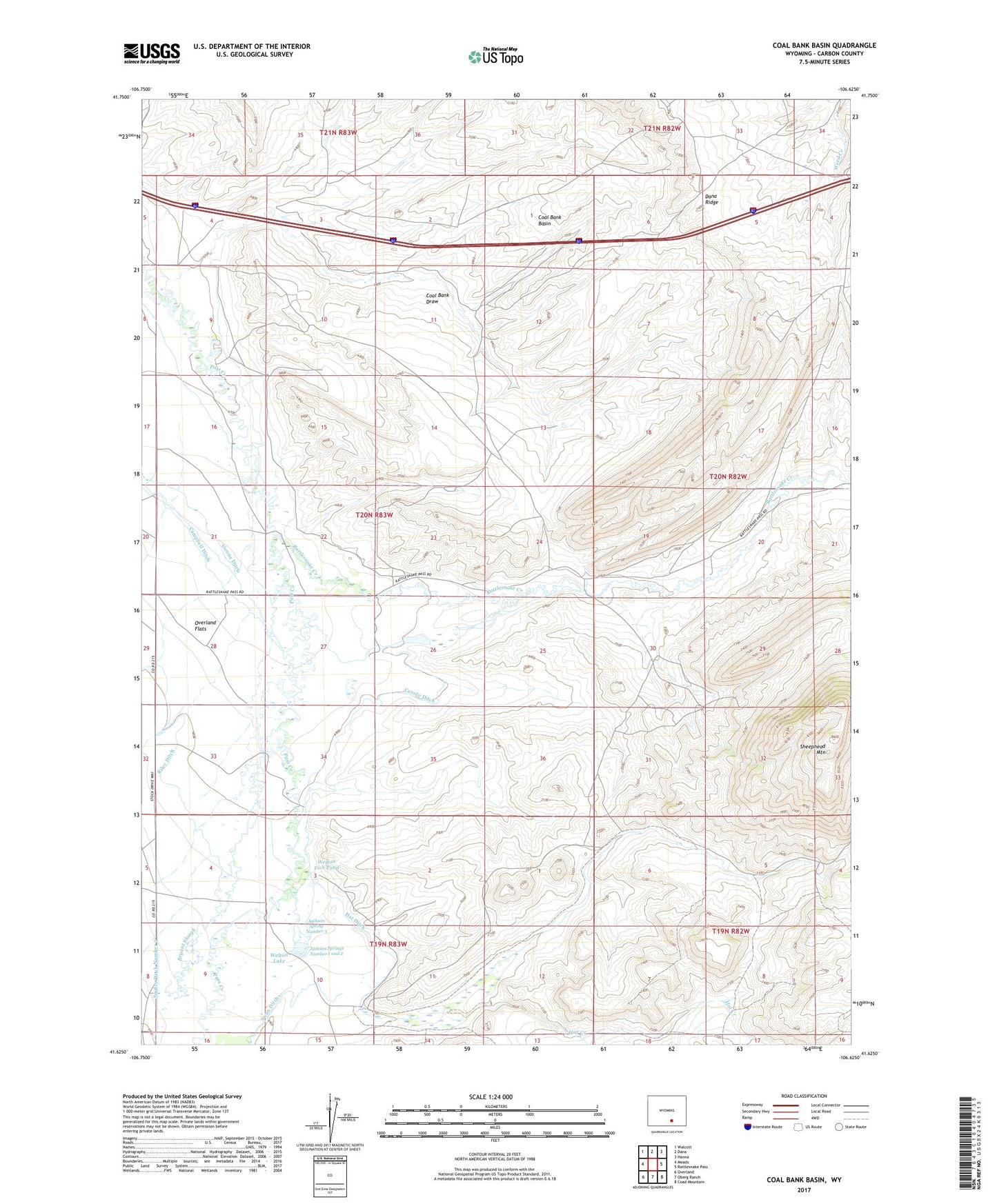 Coal Bank Basin Wyoming US Topo Map Image