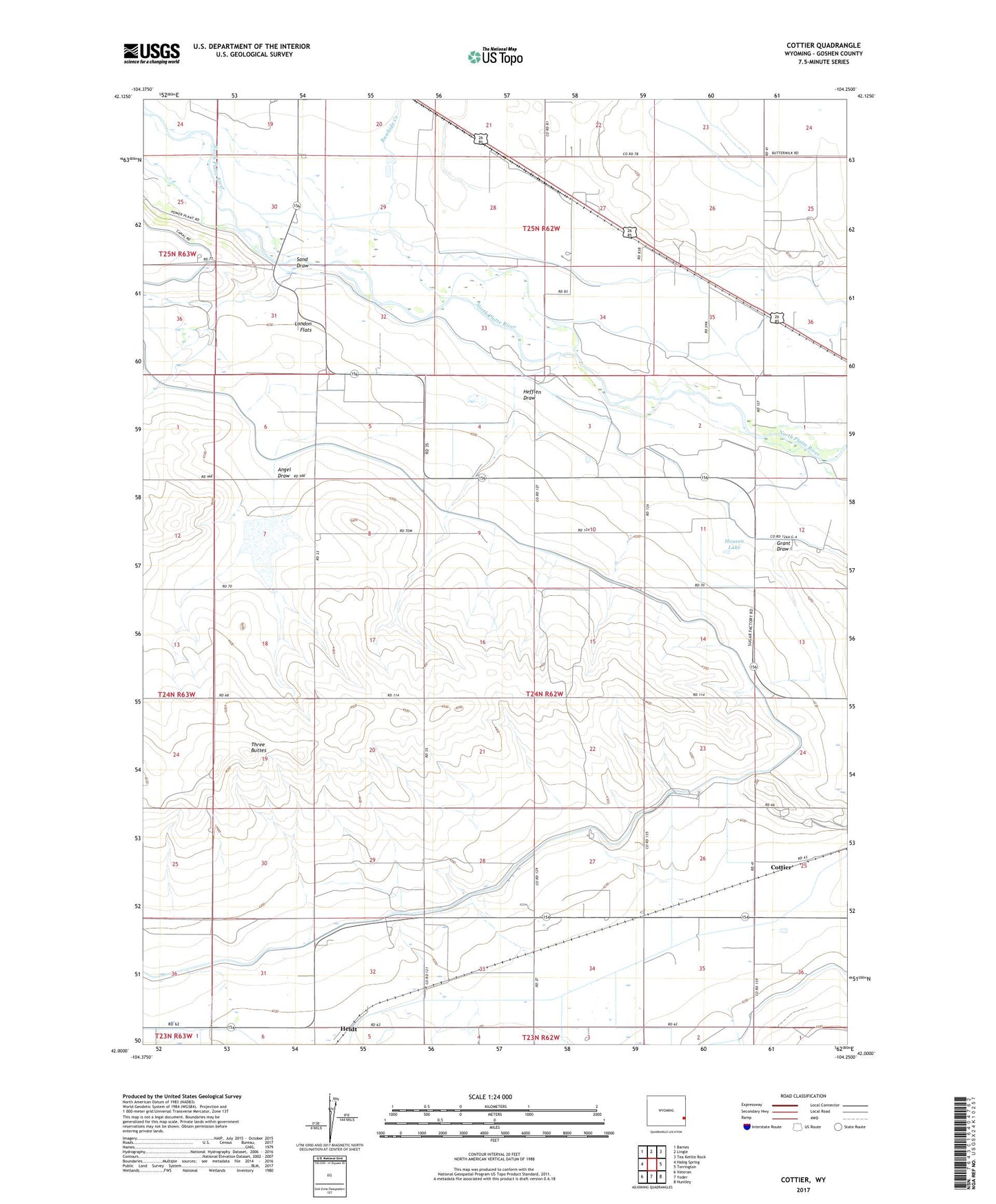 Cottier Wyoming US Topo Map Image