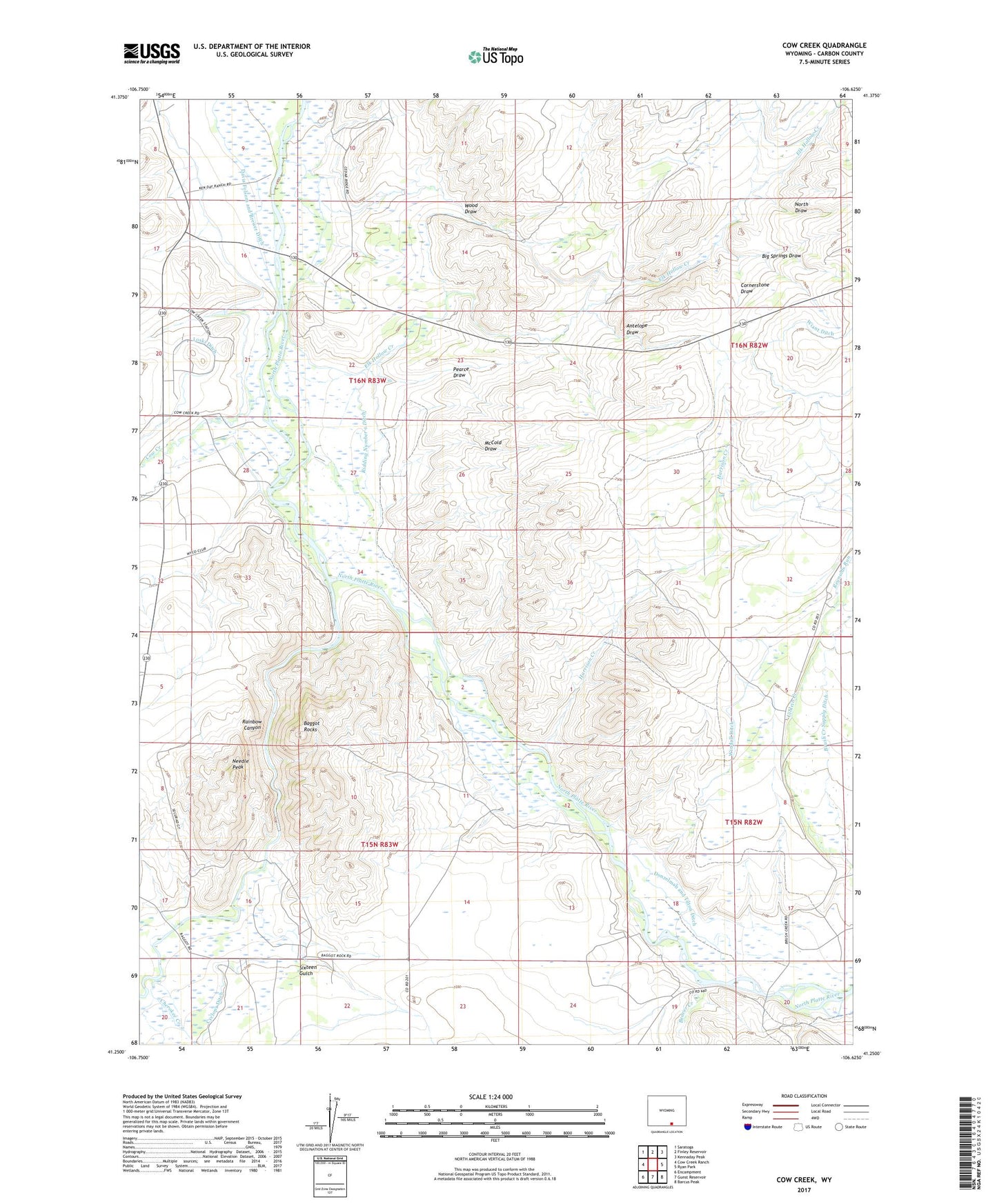 Cow Creek Wyoming US Topo Map Image