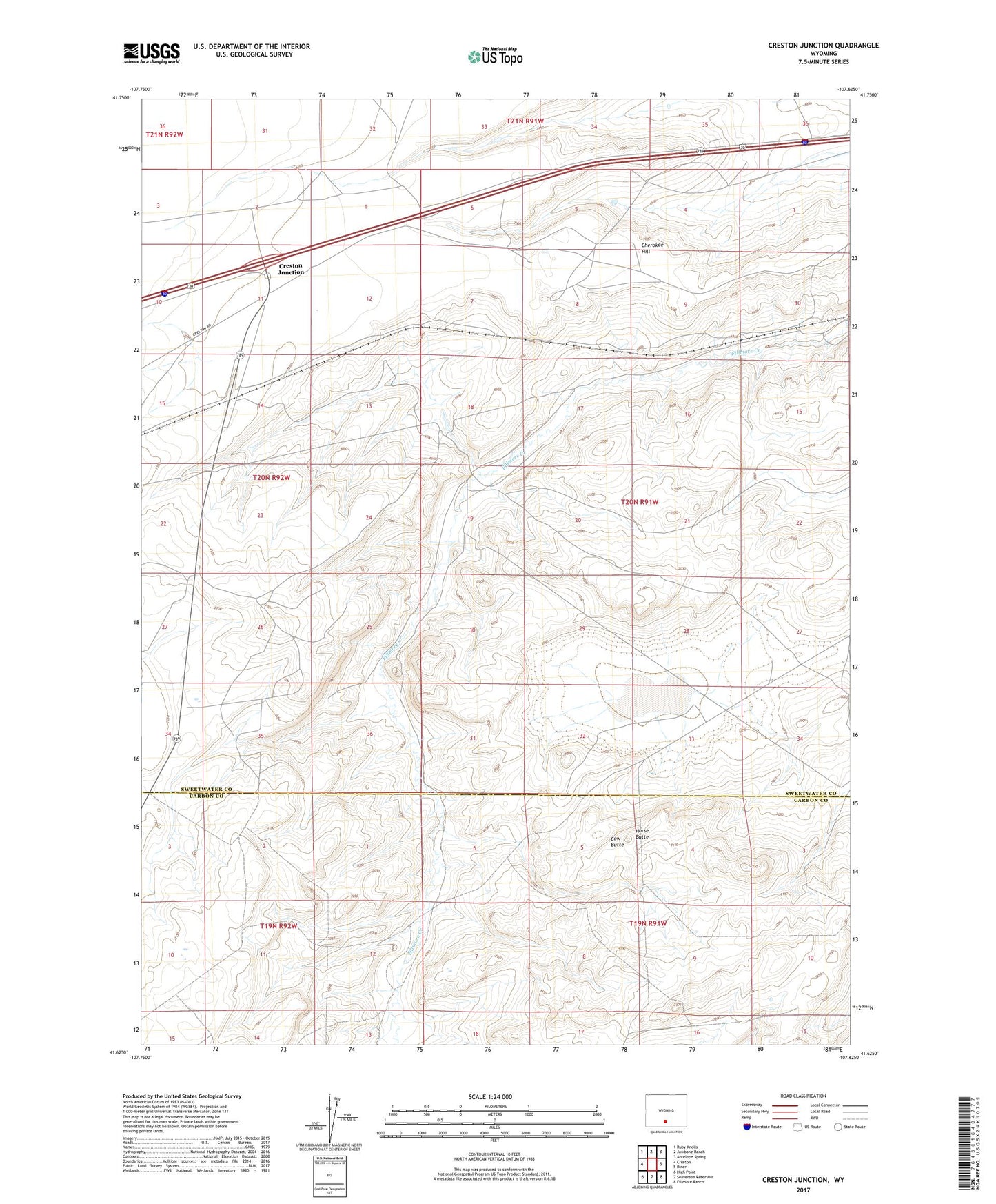 Creston Junction Wyoming US Topo Map Image