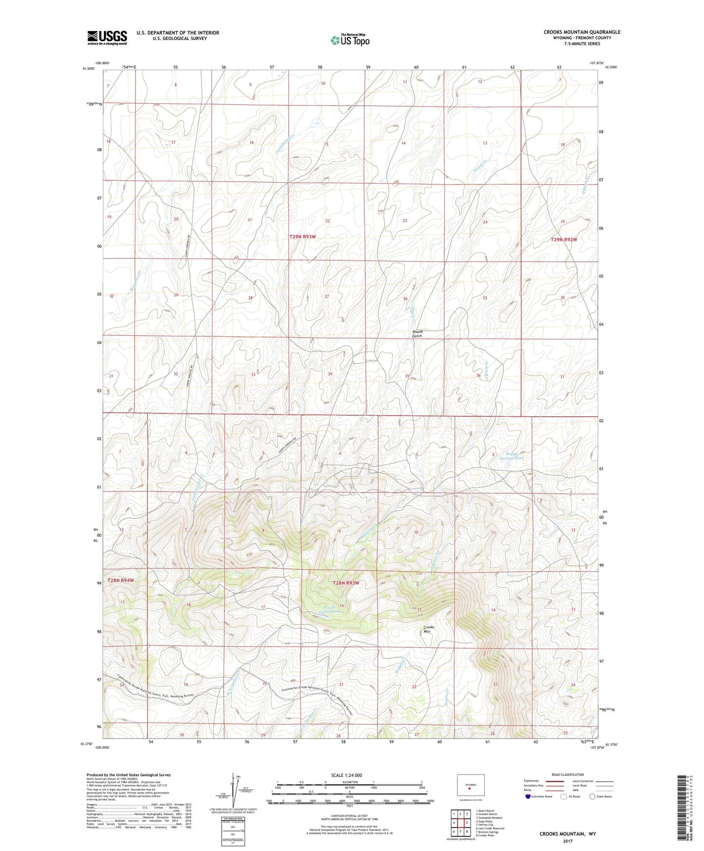 Crooks Mountain Wyoming US Topo Map Image
