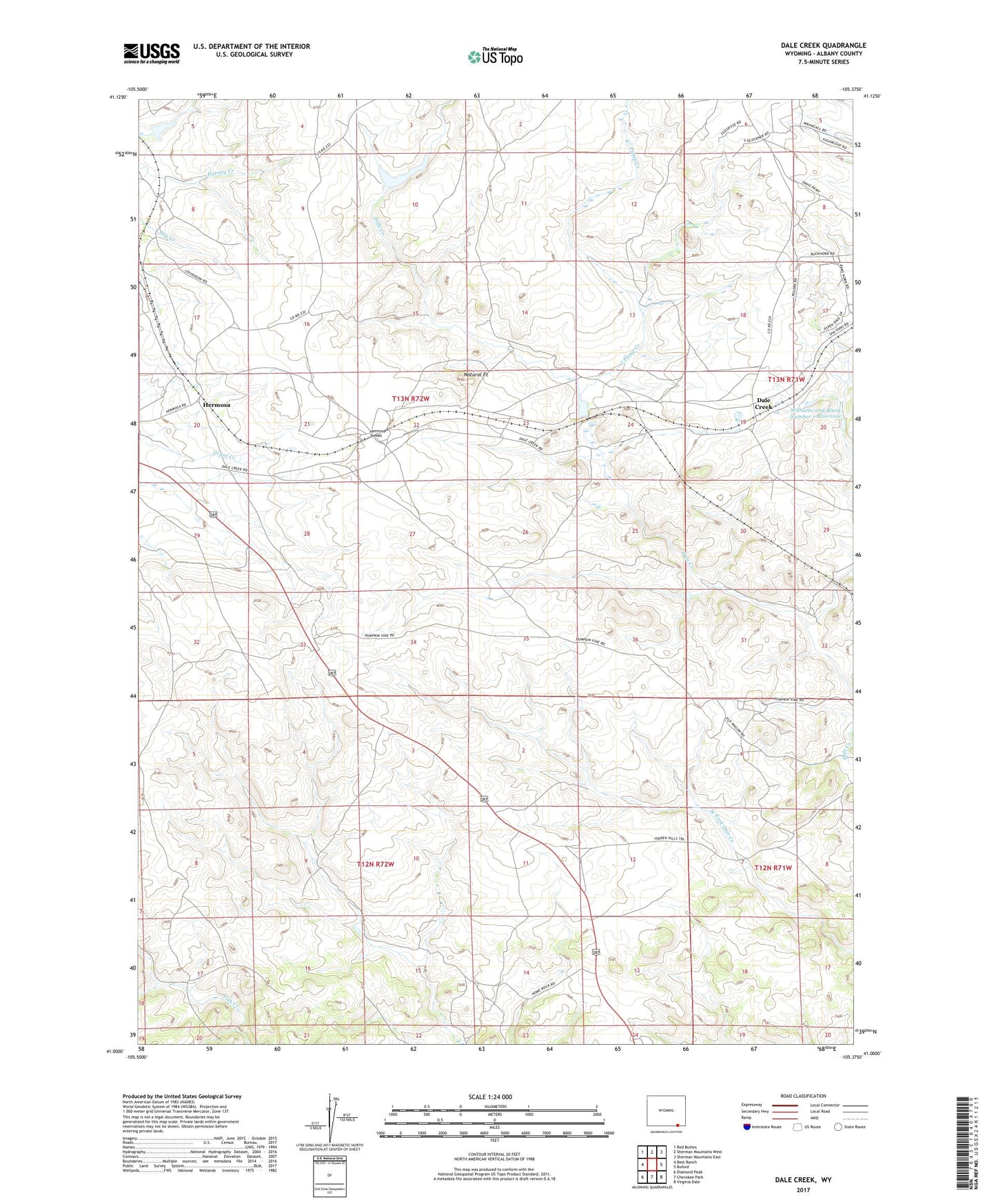 Dale Creek Wyoming US Topo Map Image