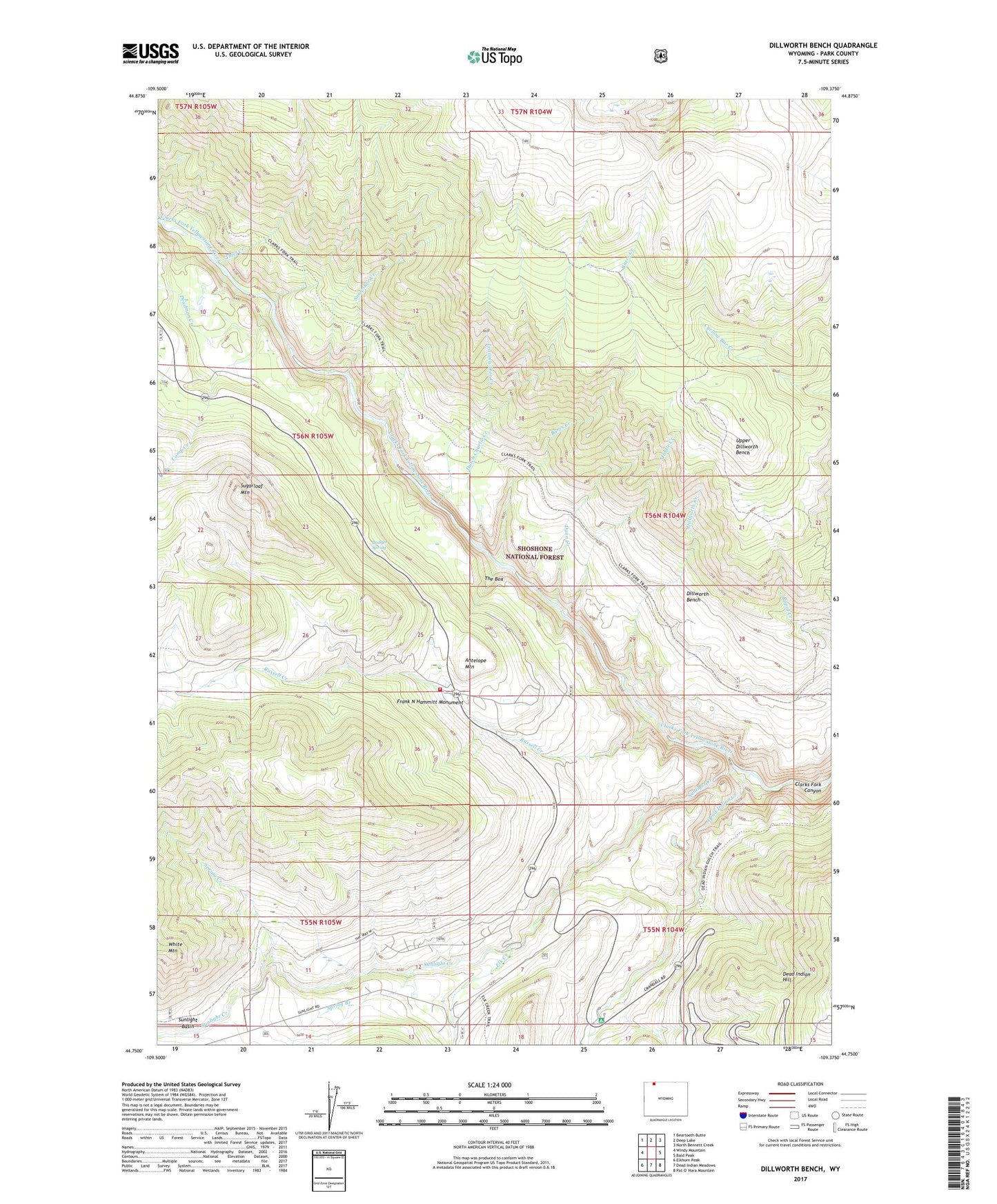 Dillworth Bench Wyoming US Topo Map Image