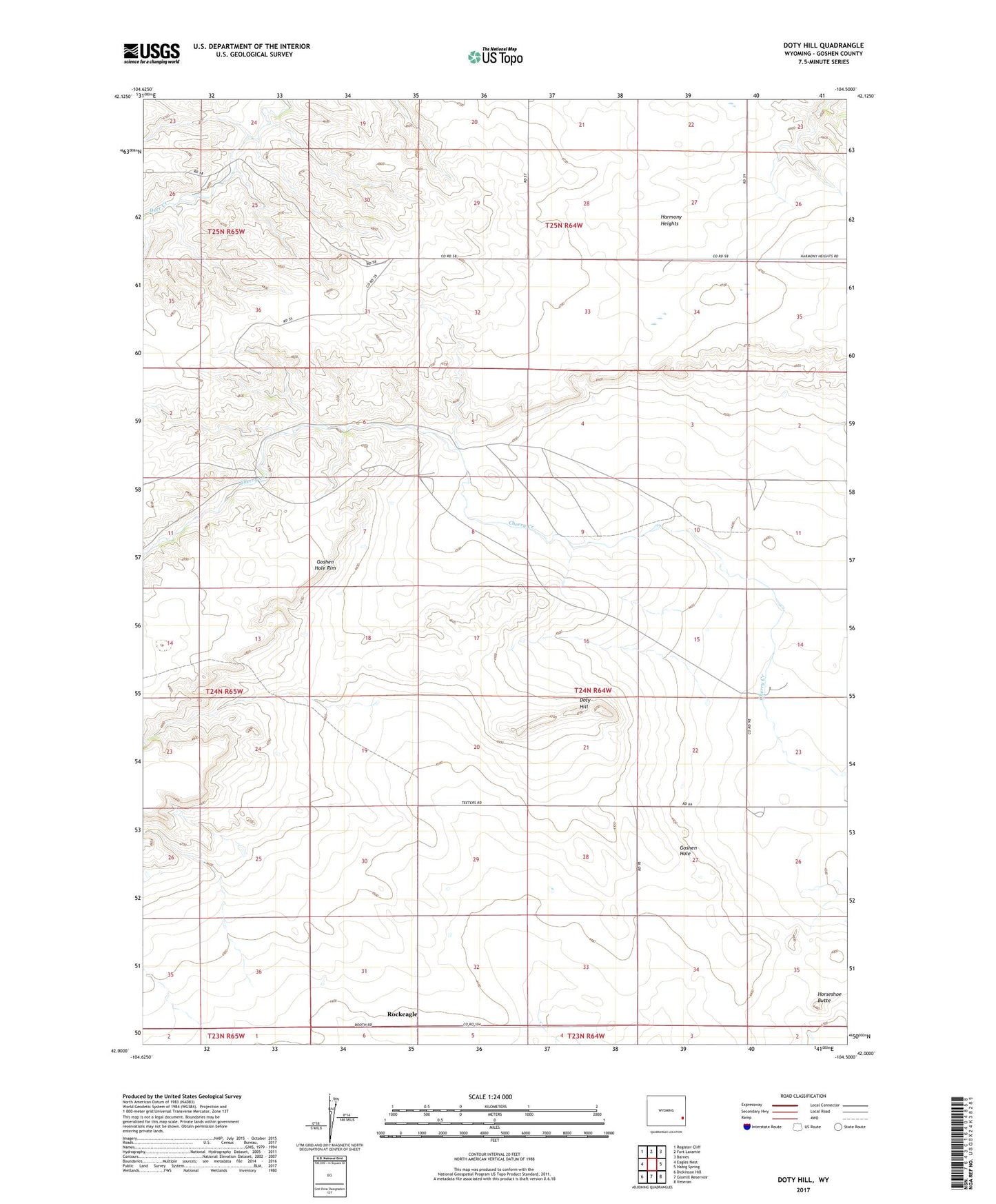 Doty Hill Wyoming US Topo Map Image