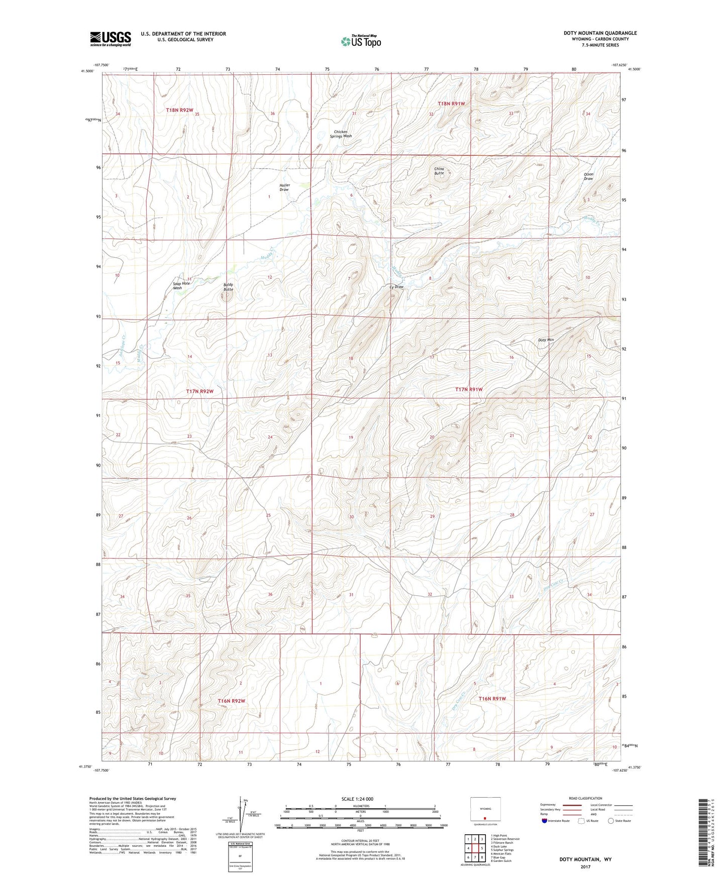 Doty Mountain Wyoming US Topo Map Image
