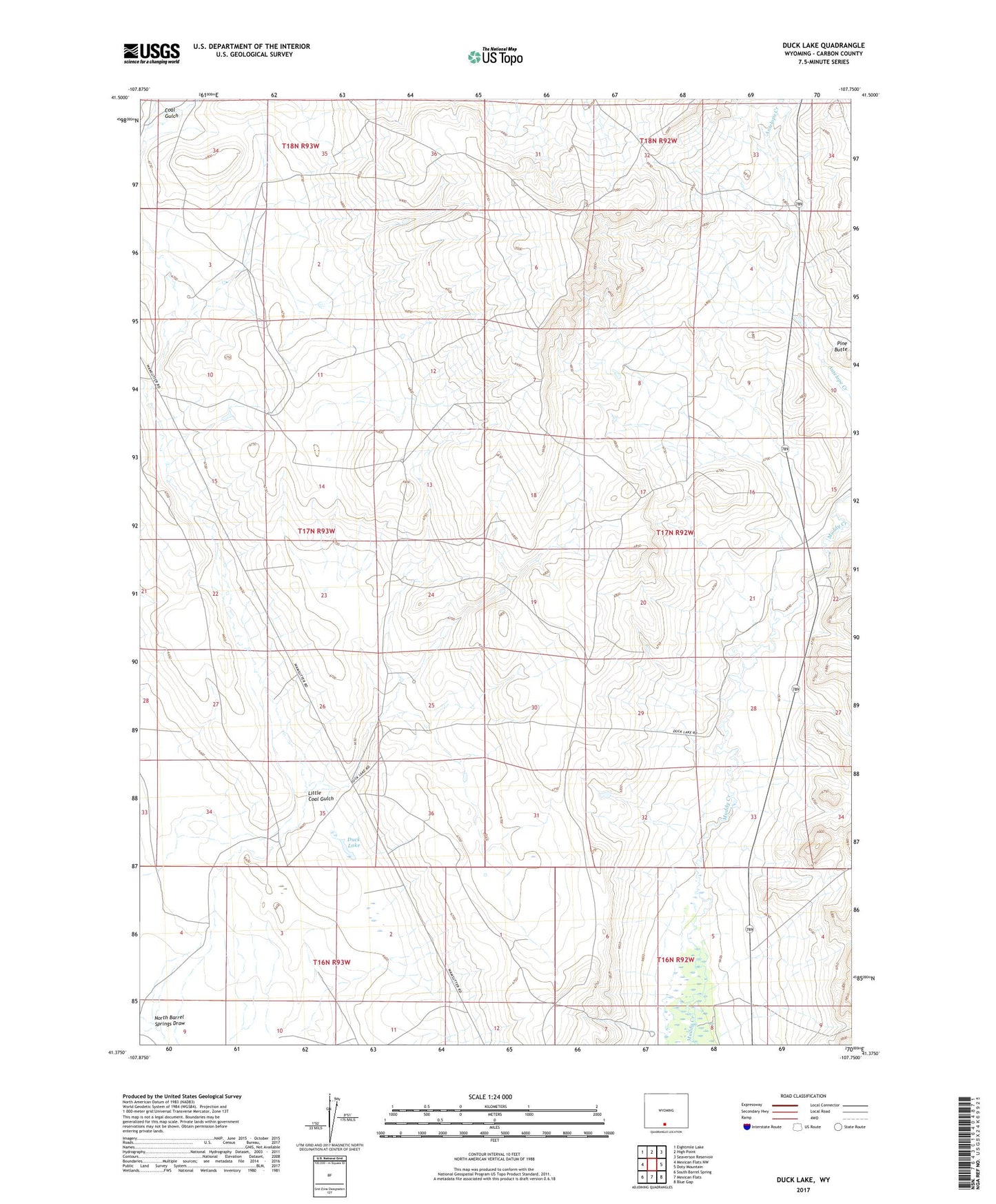 Duck Lake Wyoming US Topo Map Image
