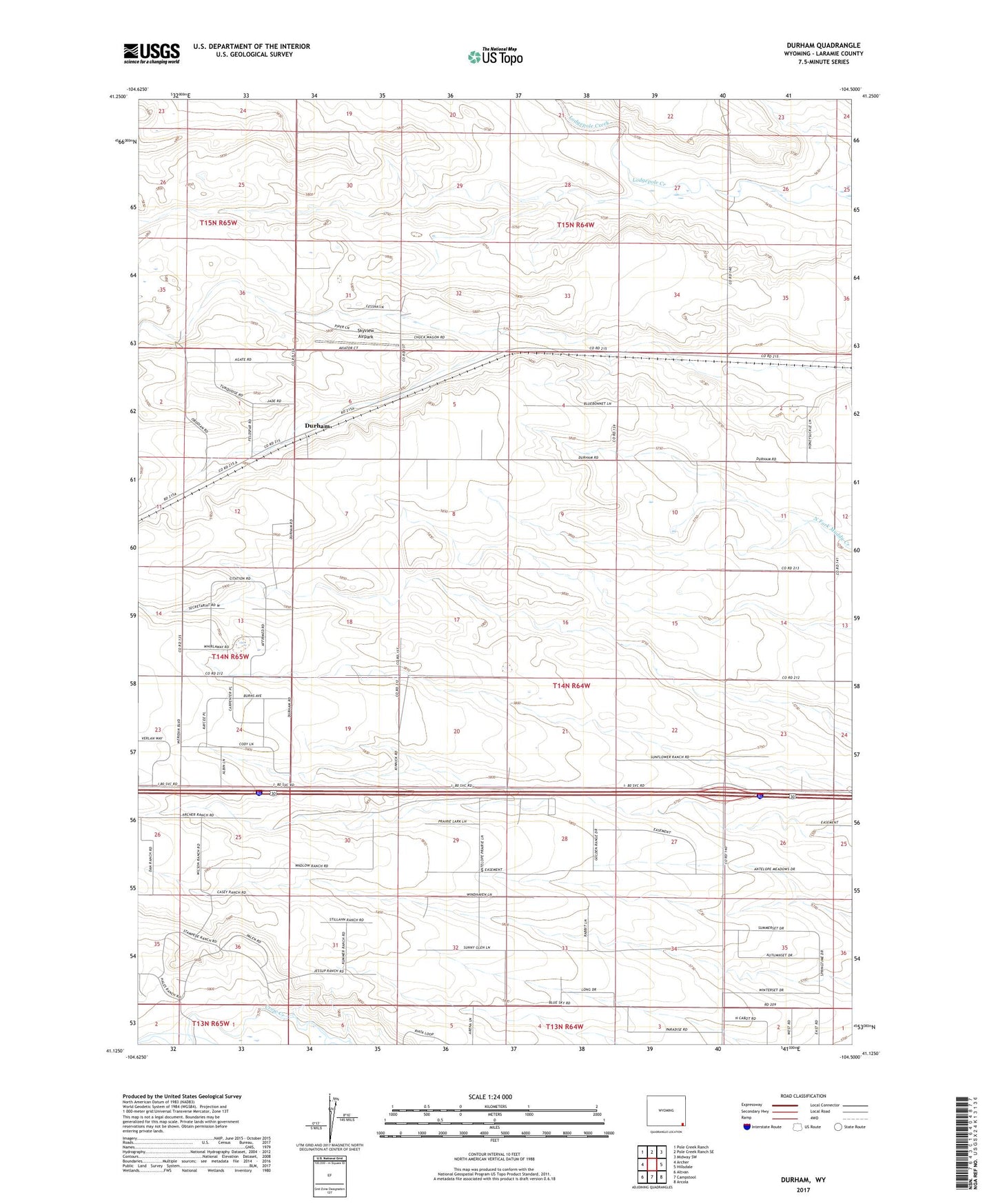 Durham Wyoming US Topo Map Image