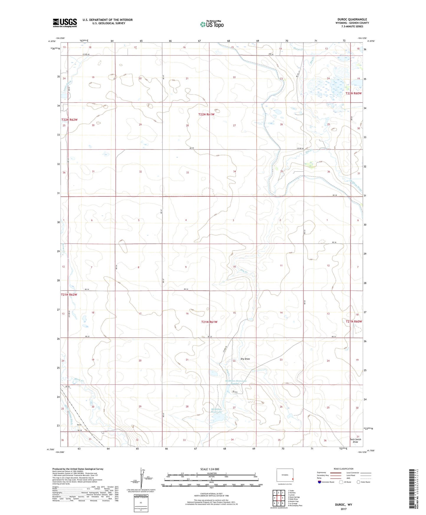 Duroc Wyoming US Topo Map Image