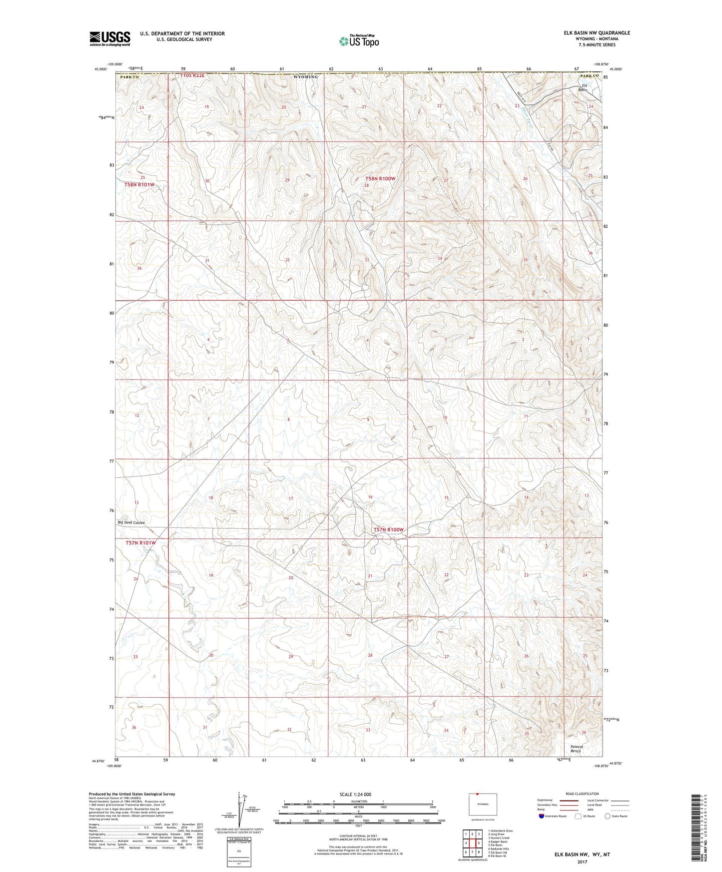 Elk Basin NW Wyoming US Topo Map Image