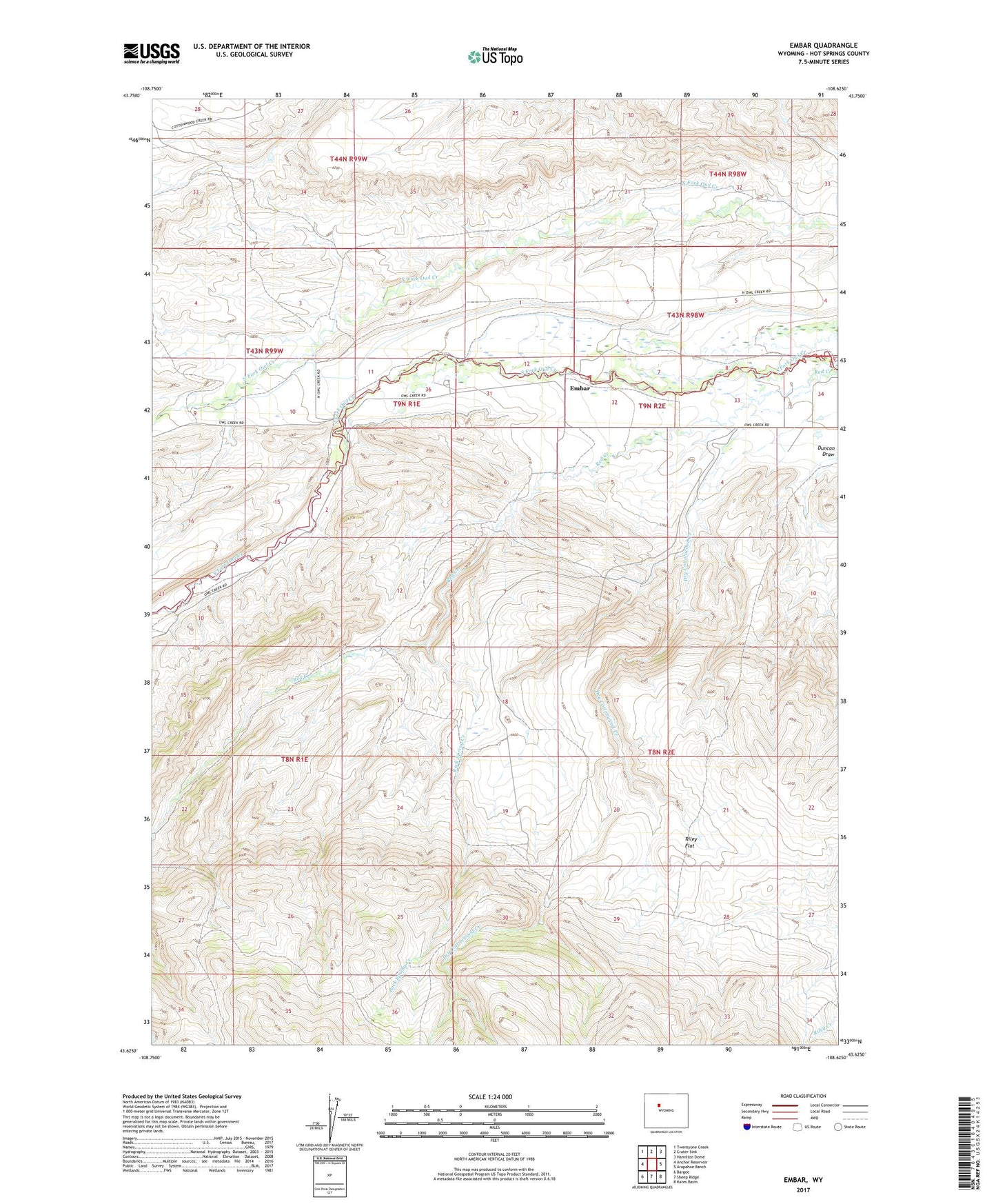 Embar Wyoming US Topo Map Image