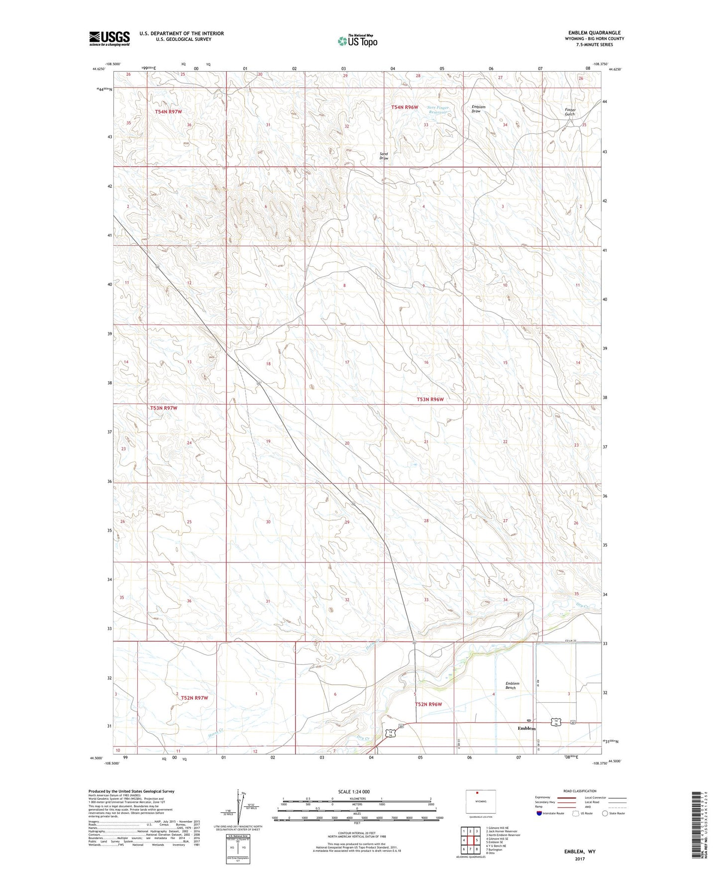 Emblem Wyoming US Topo Map Image