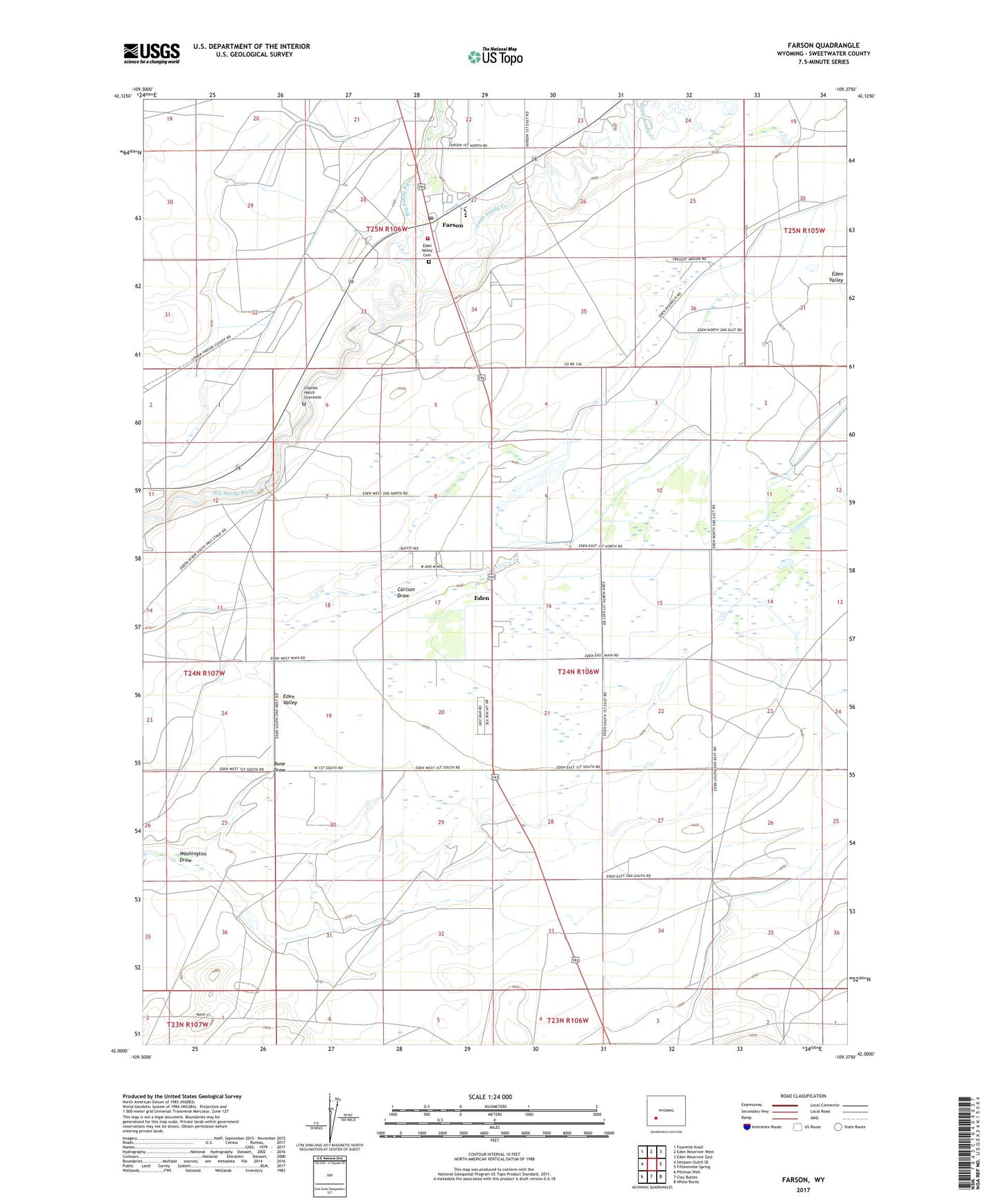 Farson Wyoming US Topo Map Image