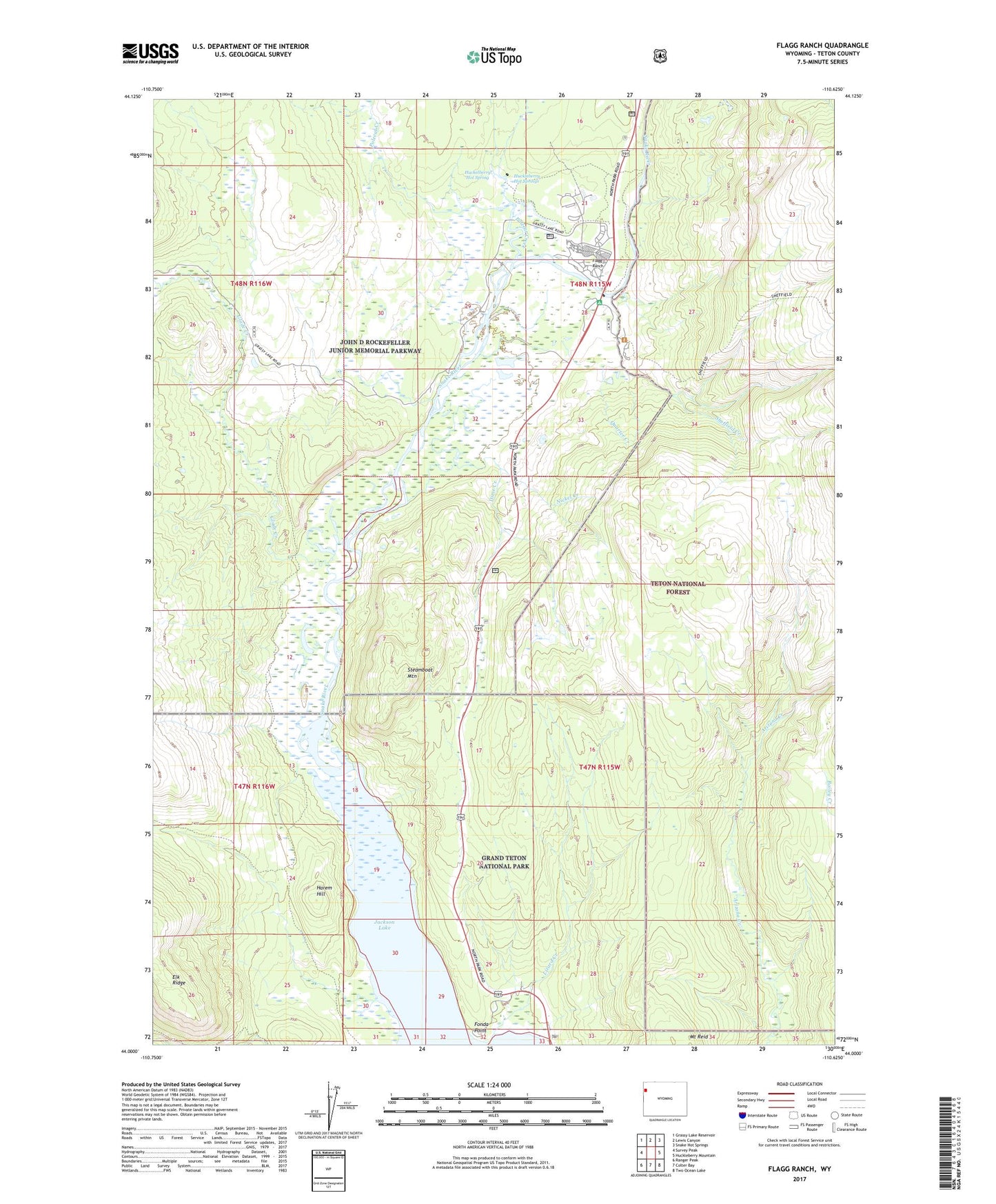 Flagg Ranch Wyoming US Topo Map Image