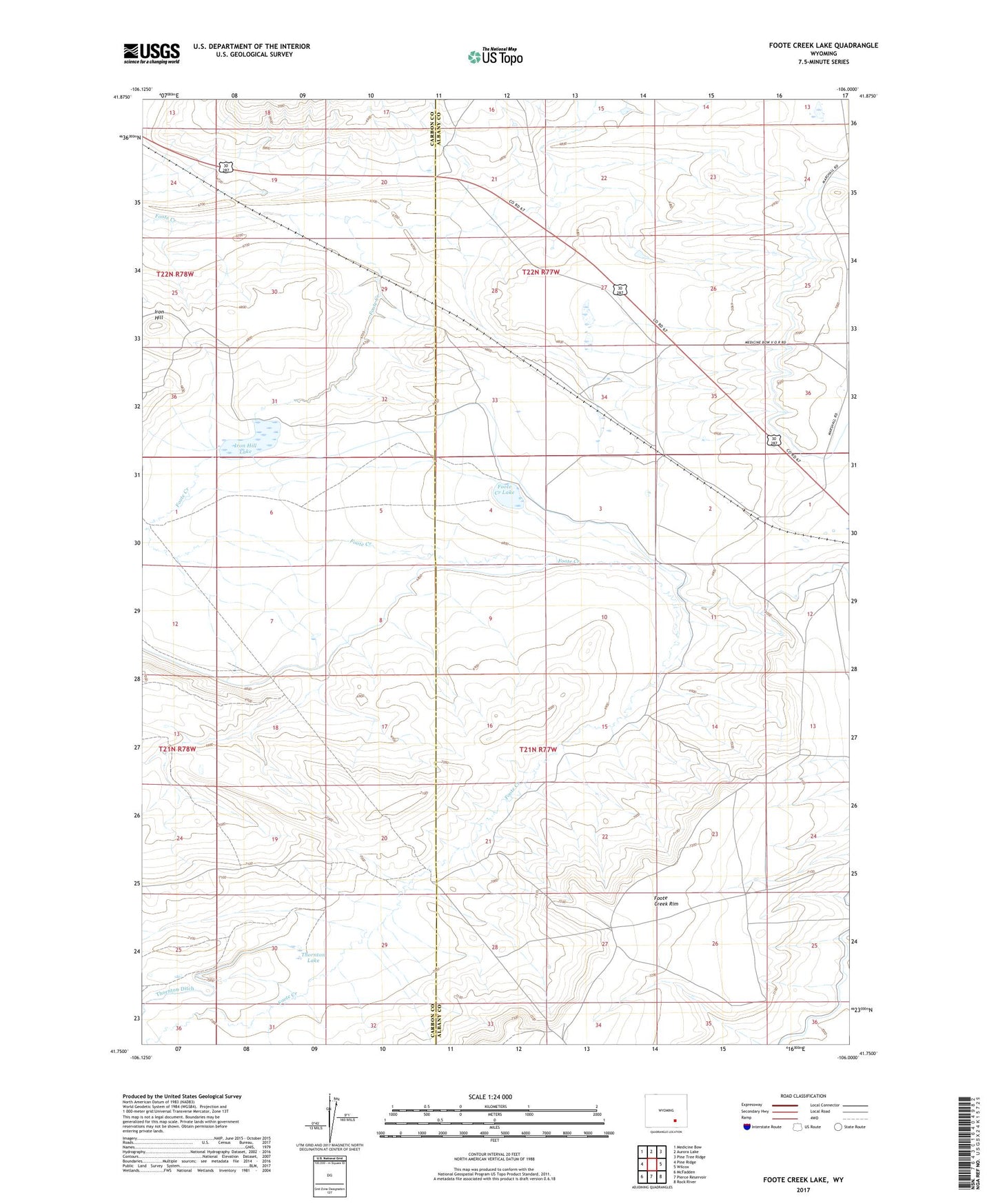 Foote Creek Lake Wyoming US Topo Map Image