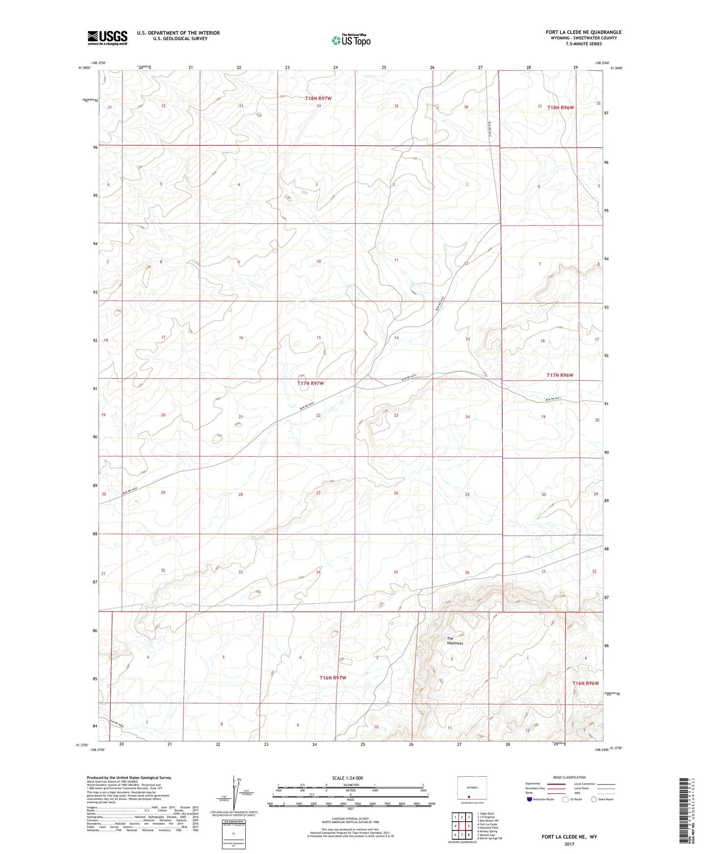 Fort La Clede NE Wyoming US Topo Map Image