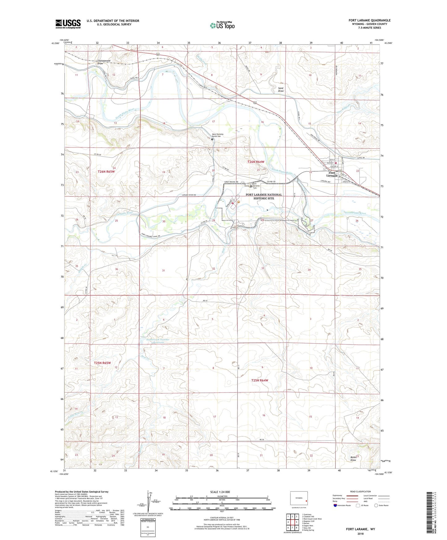 Fort Laramie Wyoming US Topo Map Image