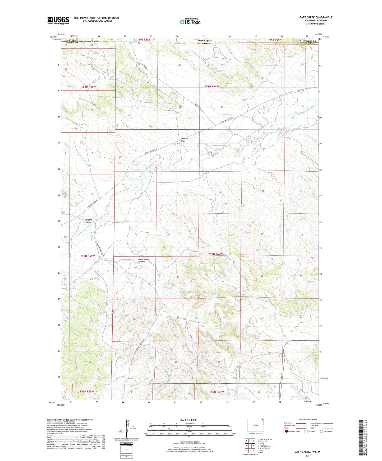 Gaff Creek Wyoming US Topo Map Image