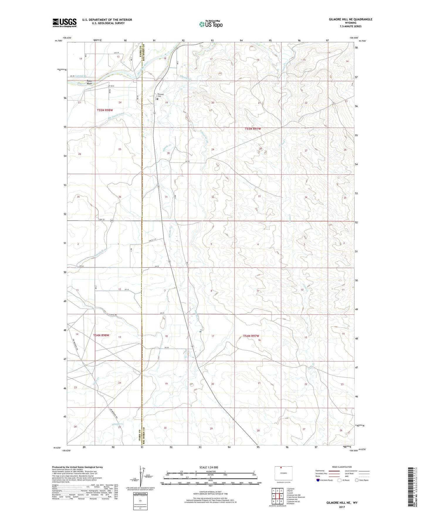 Gilmore Hill NE Wyoming US Topo Map Image