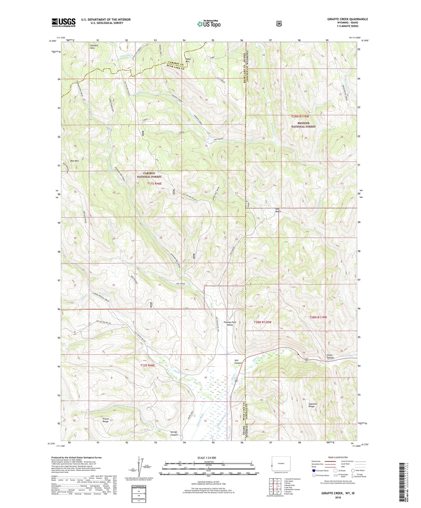 Giraffe Creek Wyoming US Topo Map Image