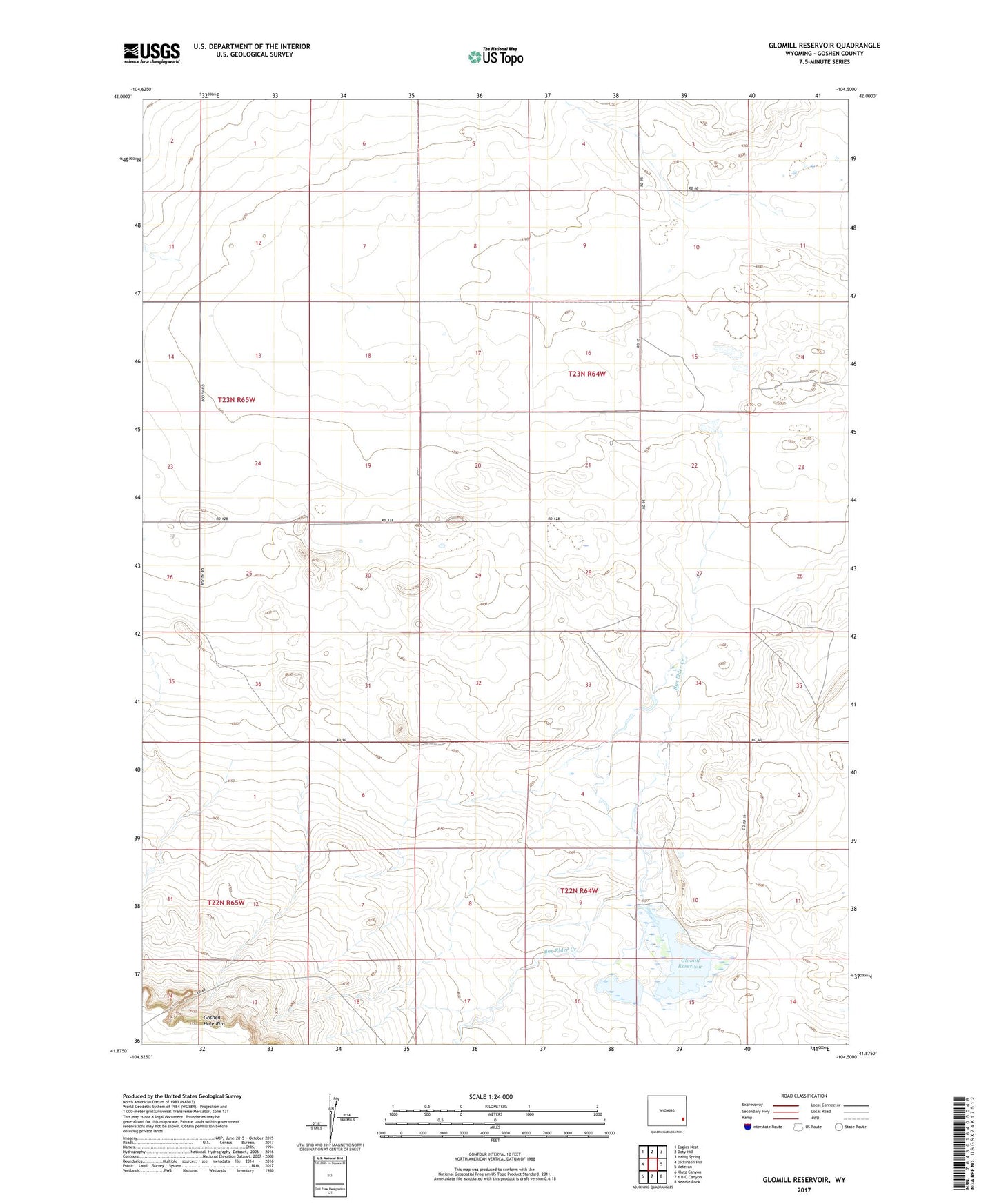 Glomill Reservoir Wyoming US Topo Map Image