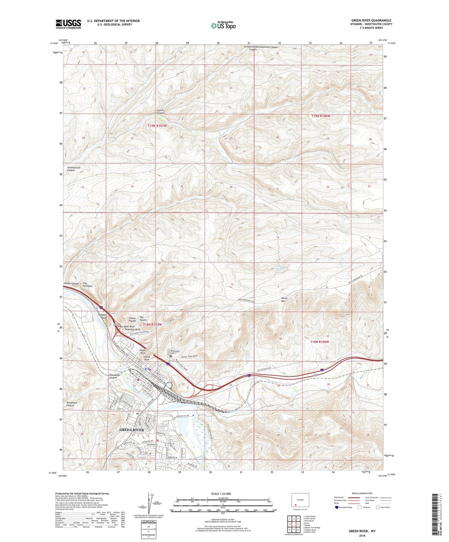 Green River Wyoming US Topo Map Image