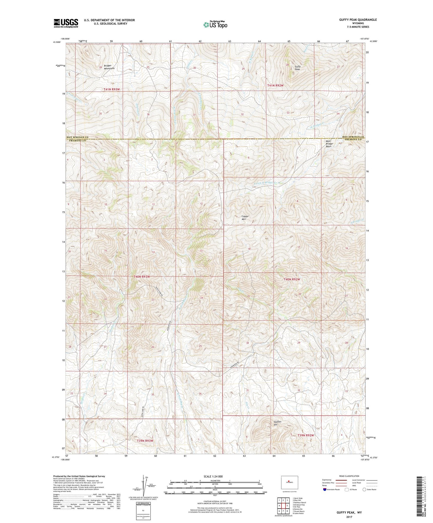 Guffy Peak Wyoming US Topo Map Image