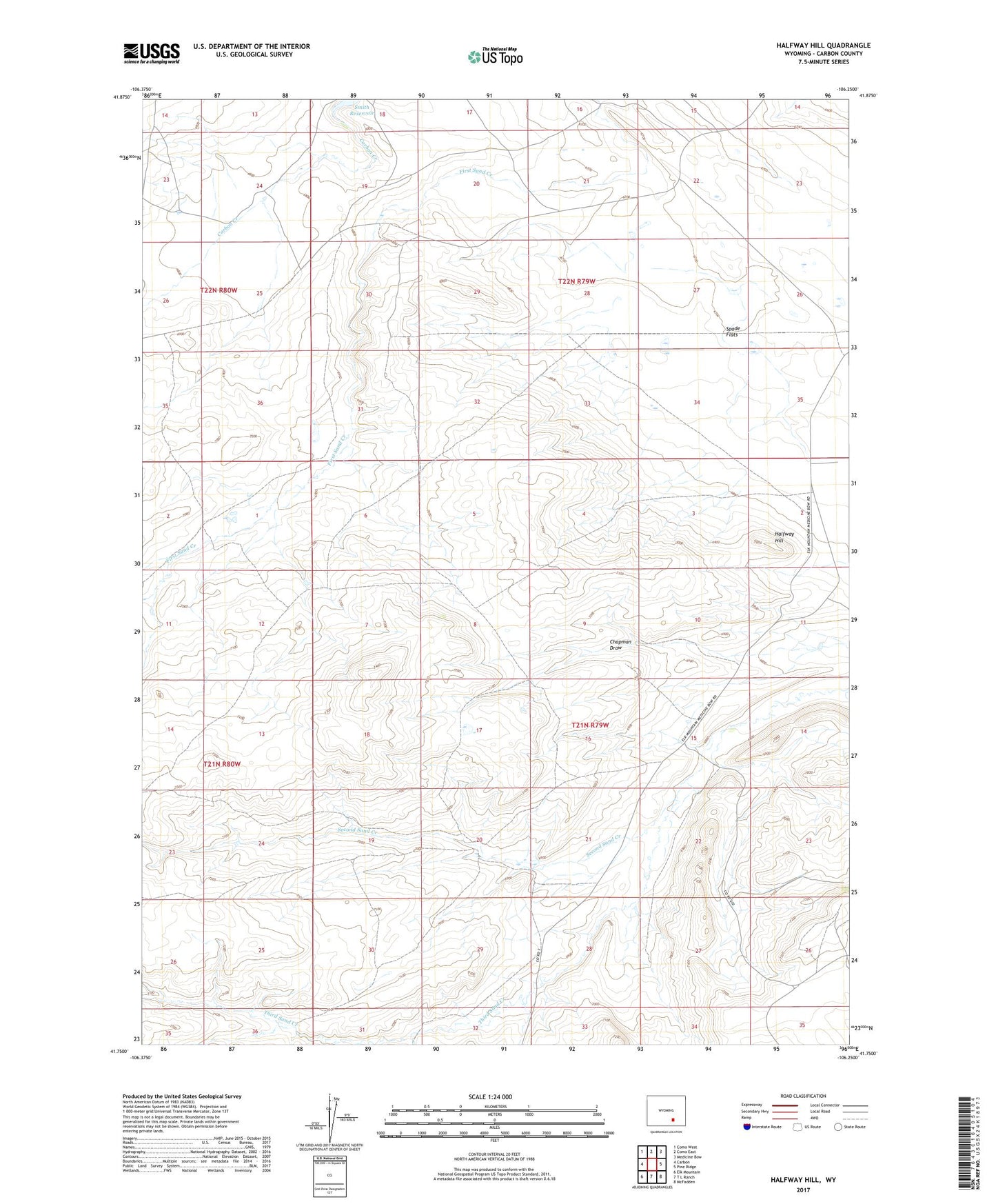 Halfway Hill Wyoming US Topo Map Image