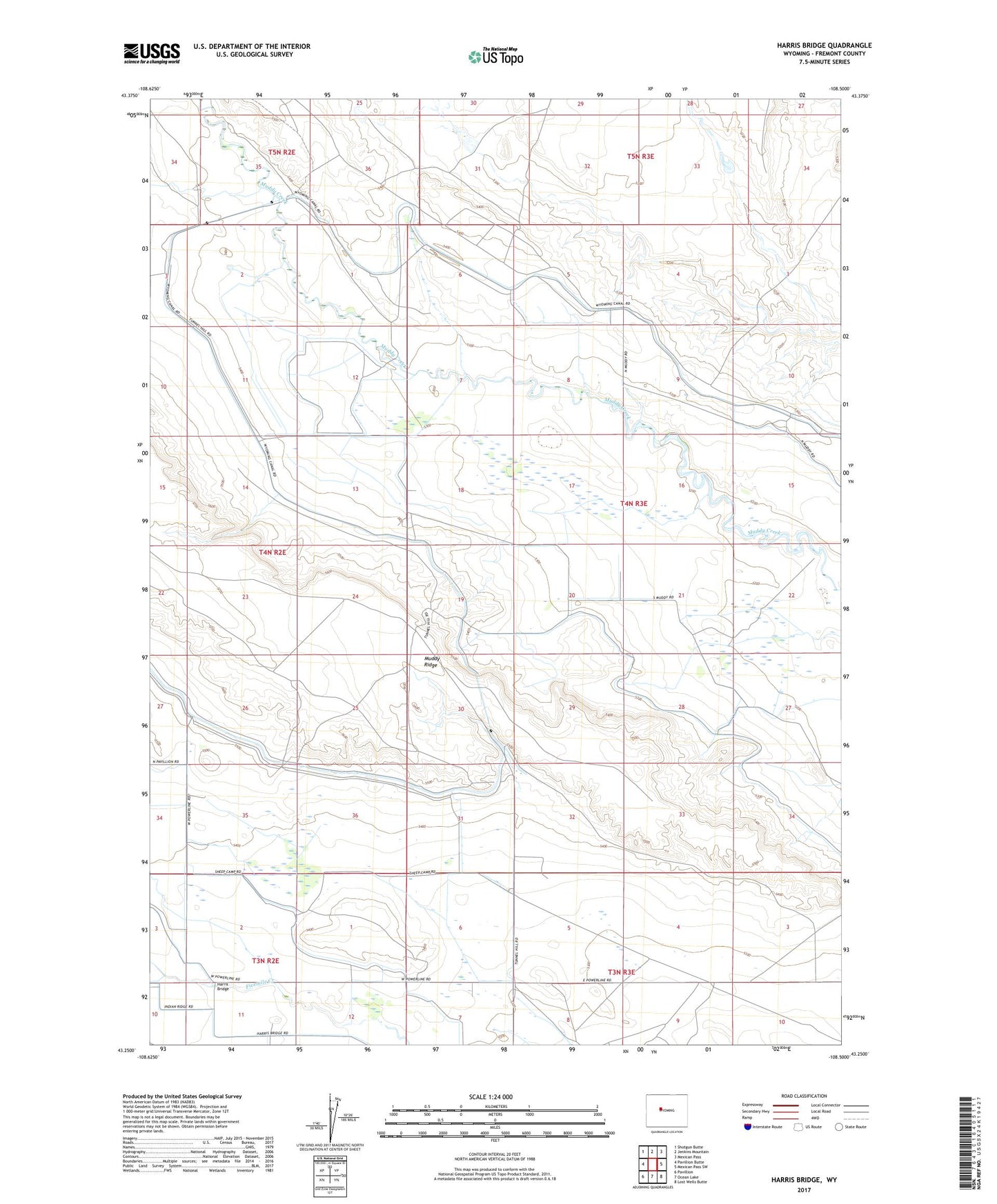 Harris Bridge Wyoming US Topo Map Image