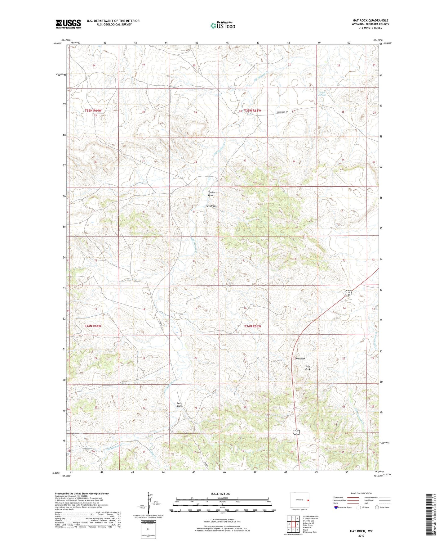 Hat Rock Wyoming US Topo Map Image