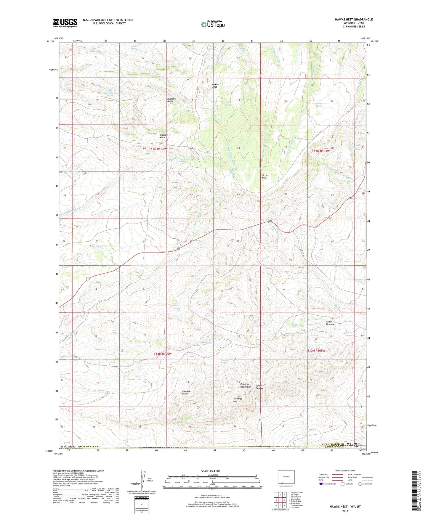 Hawks Nest Wyoming US Topo Map Image