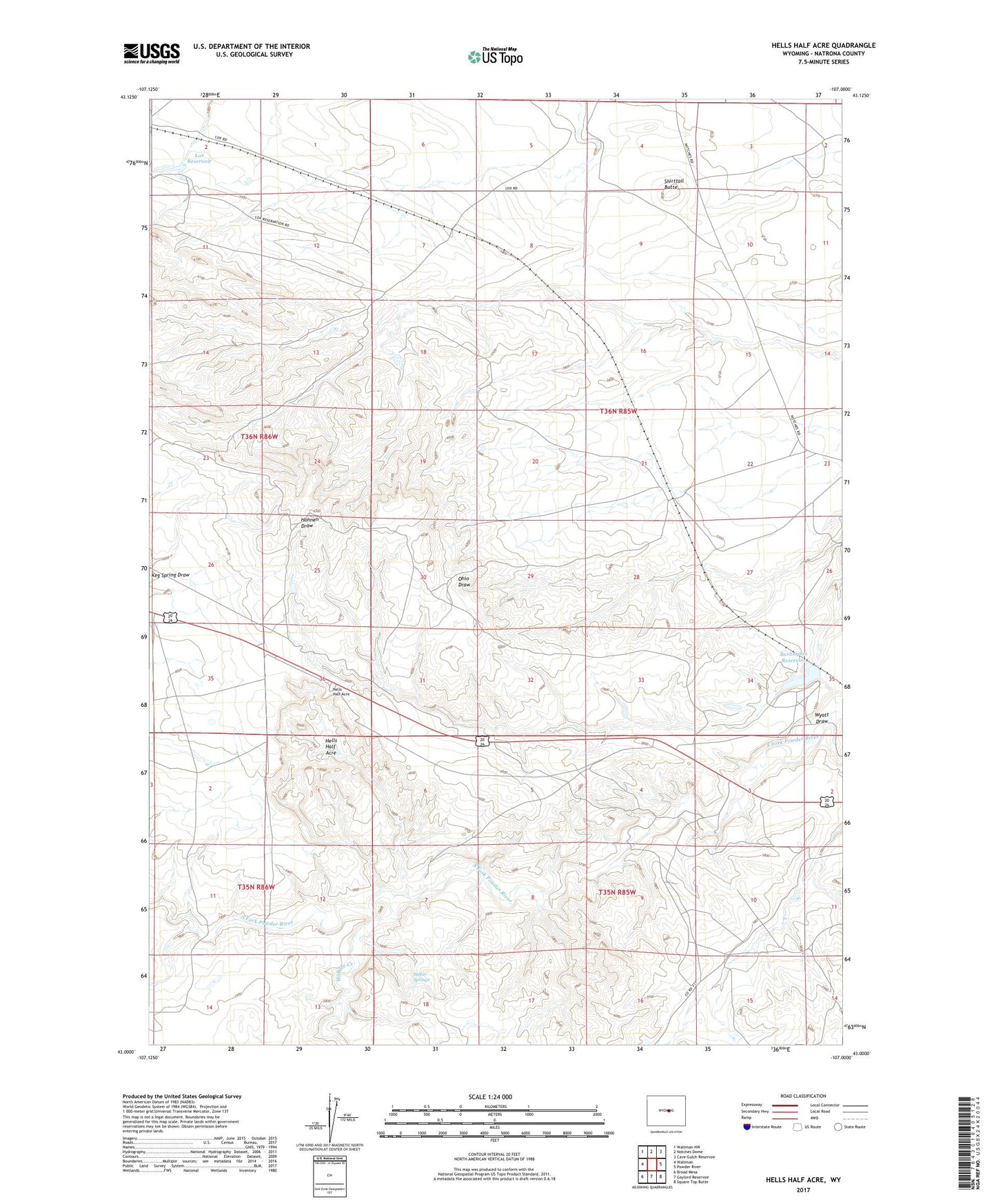 Hells Half Acre Wyoming US Topo Map Image