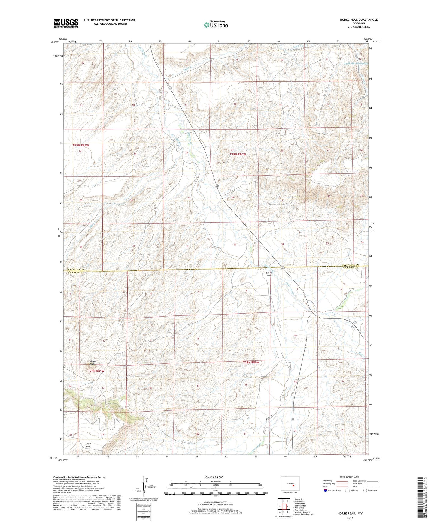 Horse Peak Wyoming US Topo Map Image