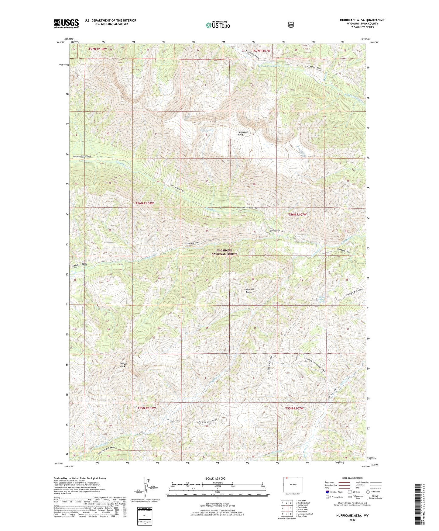 Hurricane Mesa Wyoming US Topo Map Image