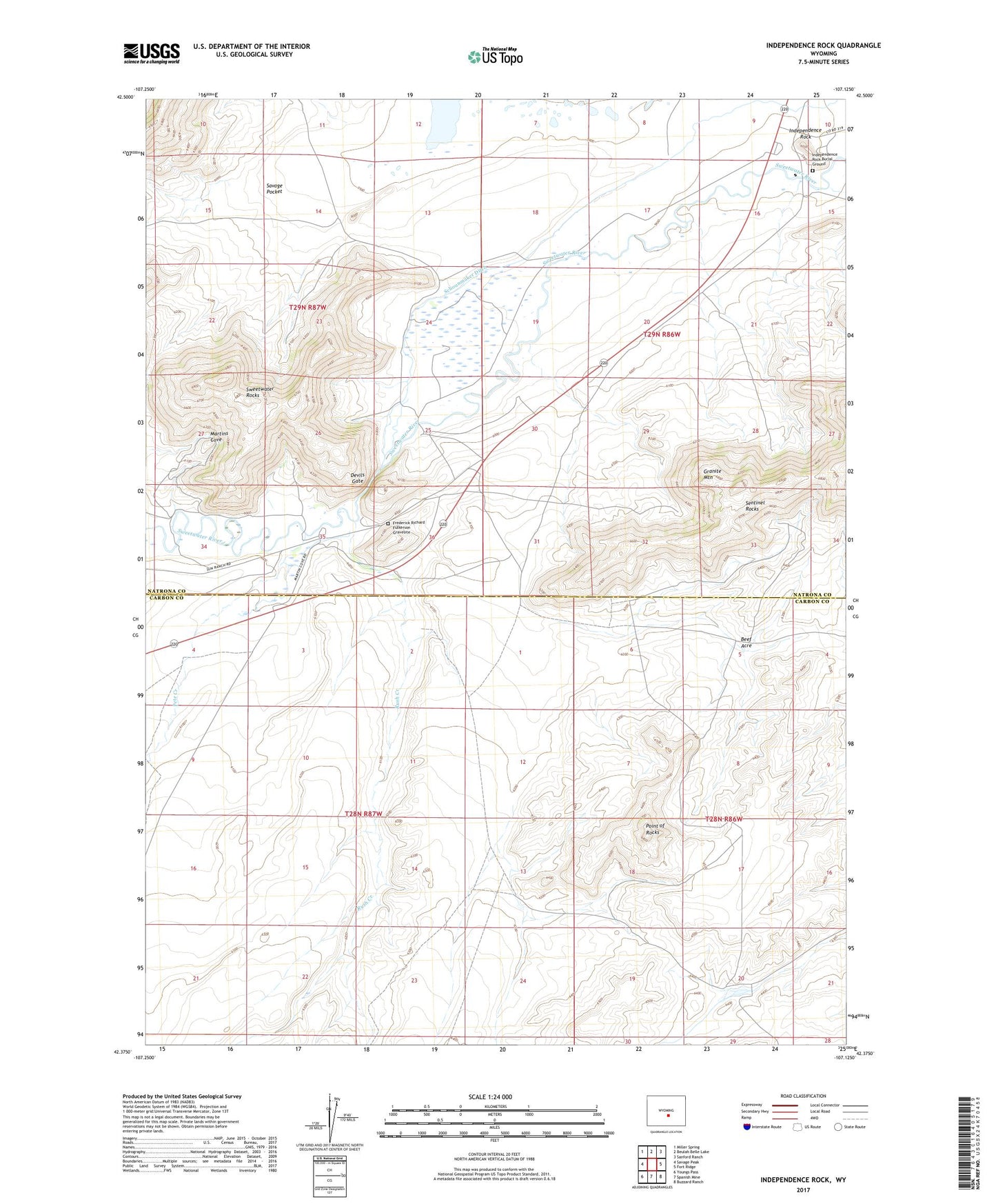 Independence Rock Wyoming US Topo Map Image