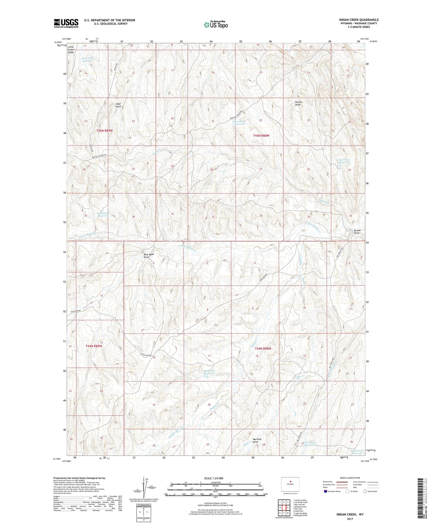 Indian Creek Wyoming US Topo Map Image
