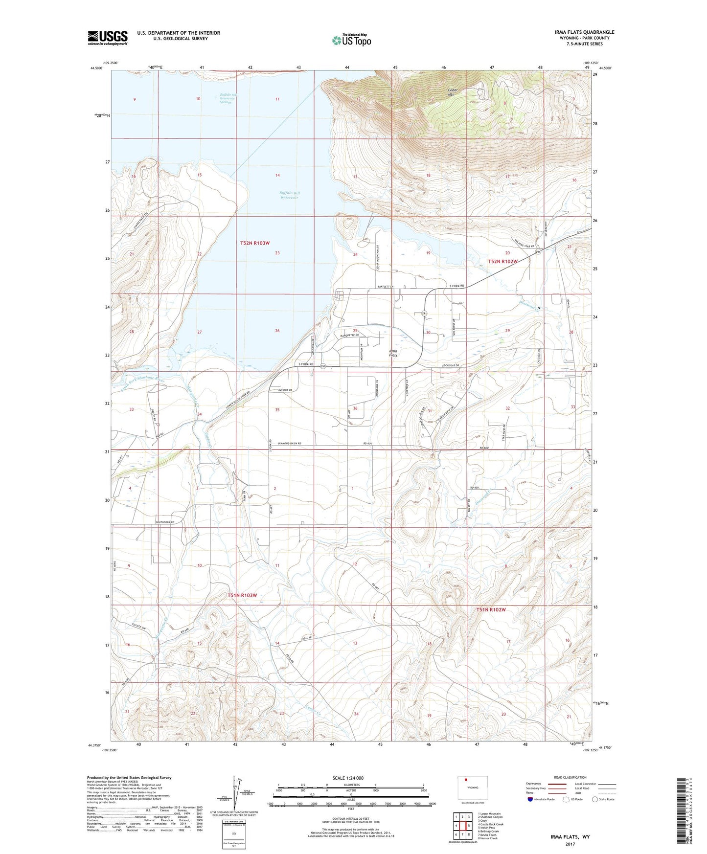 Irma Flats Wyoming US Topo Map Image