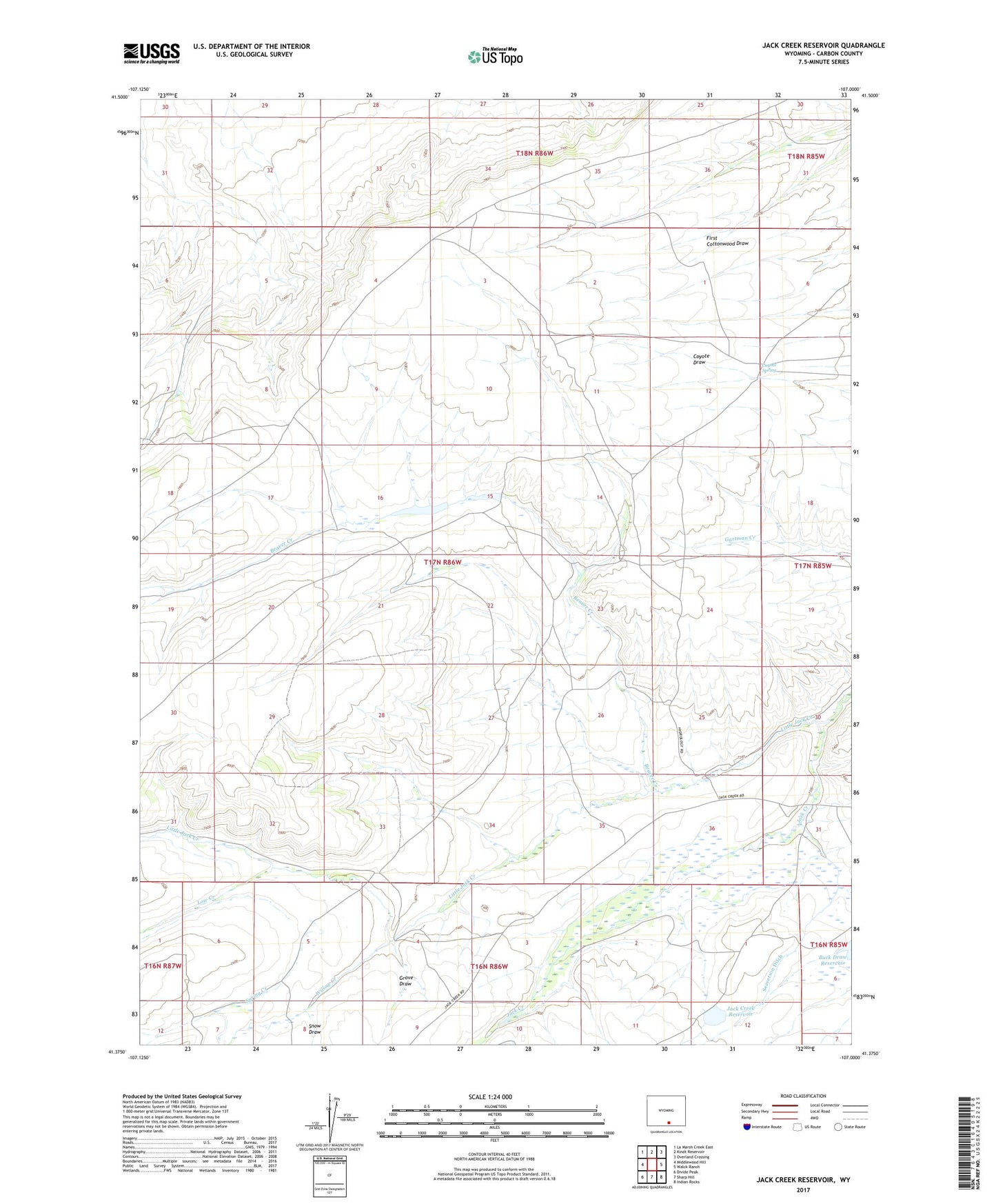 Jack Creek Reservoir Wyoming US Topo Map Image