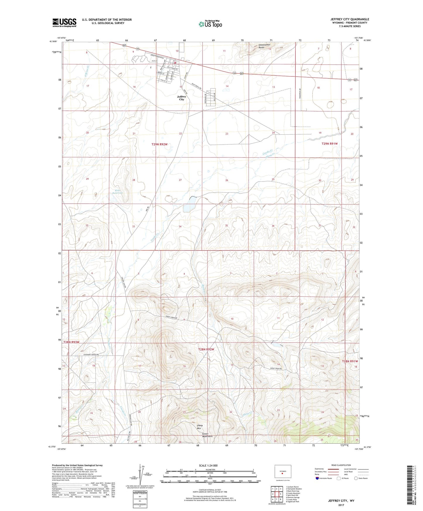 Jeffrey City Wyoming US Topo Map Image