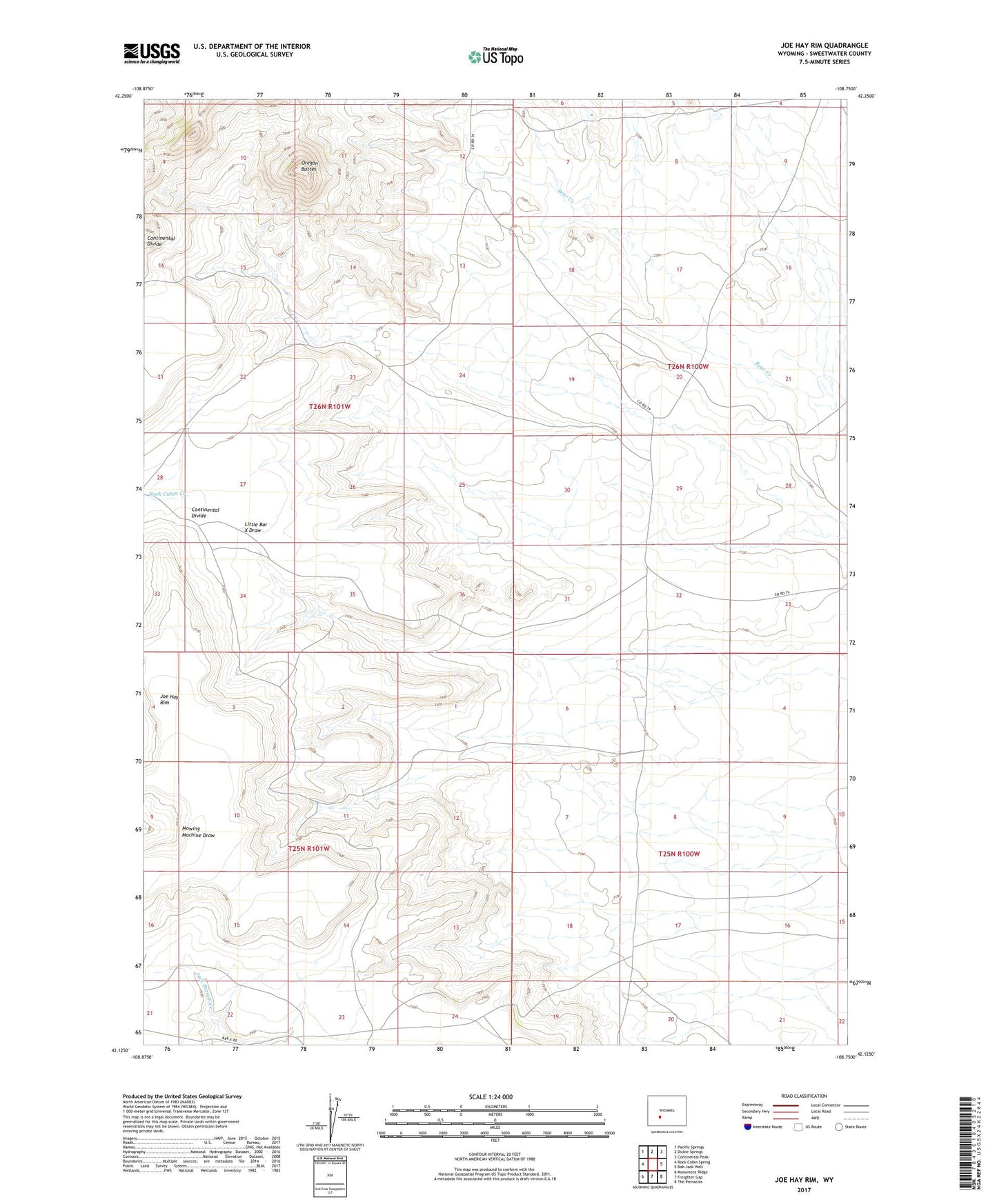 Joe Hay Rim Wyoming US Topo Map Image
