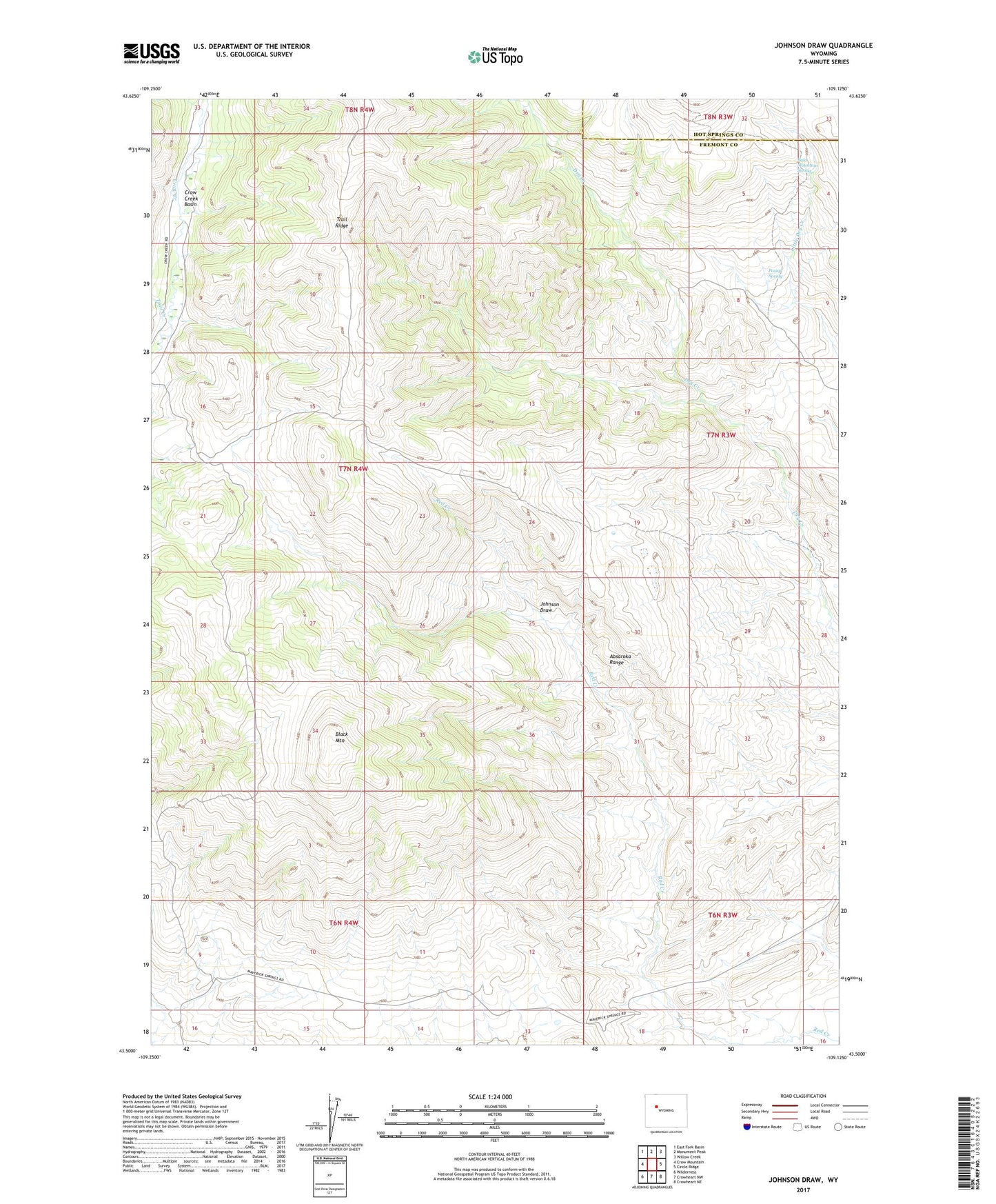 Johnson Draw Wyoming US Topo Map Image