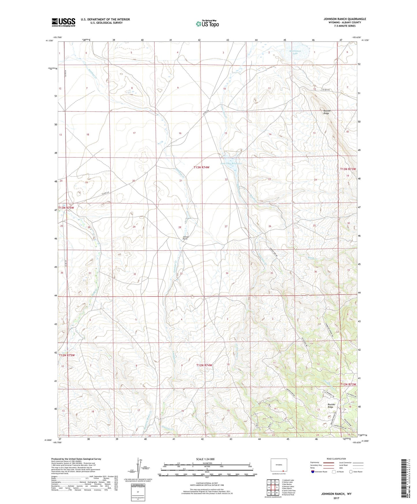 Johnson Ranch Wyoming US Topo Map Image