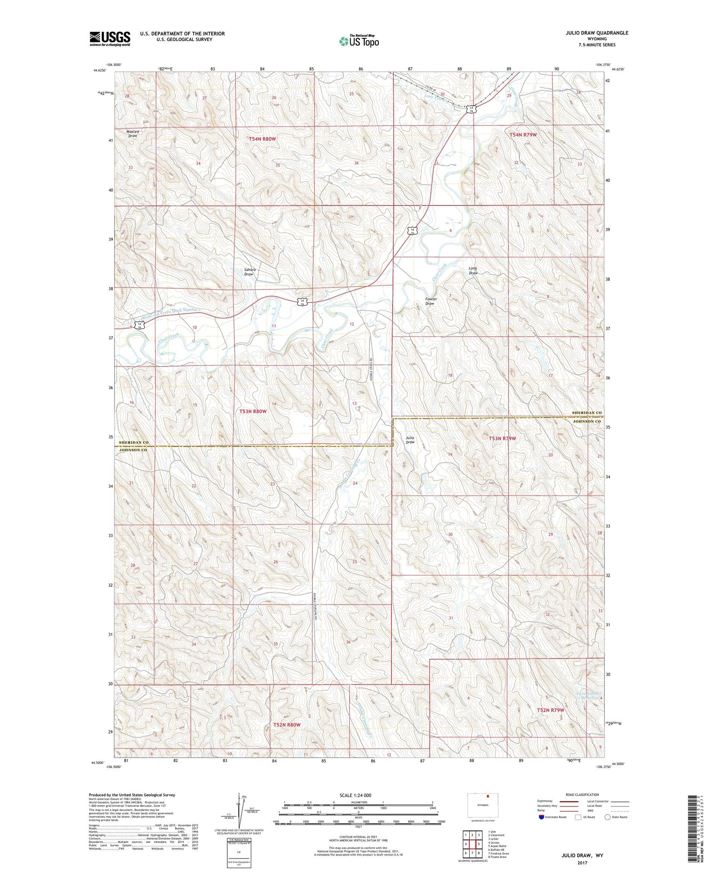 Julio Draw Wyoming US Topo Map Image