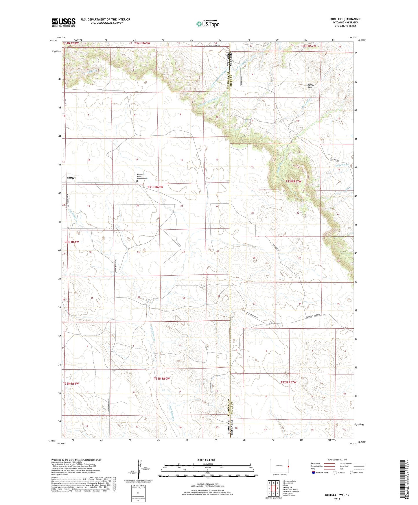 Kirtley Wyoming US Topo Map Image