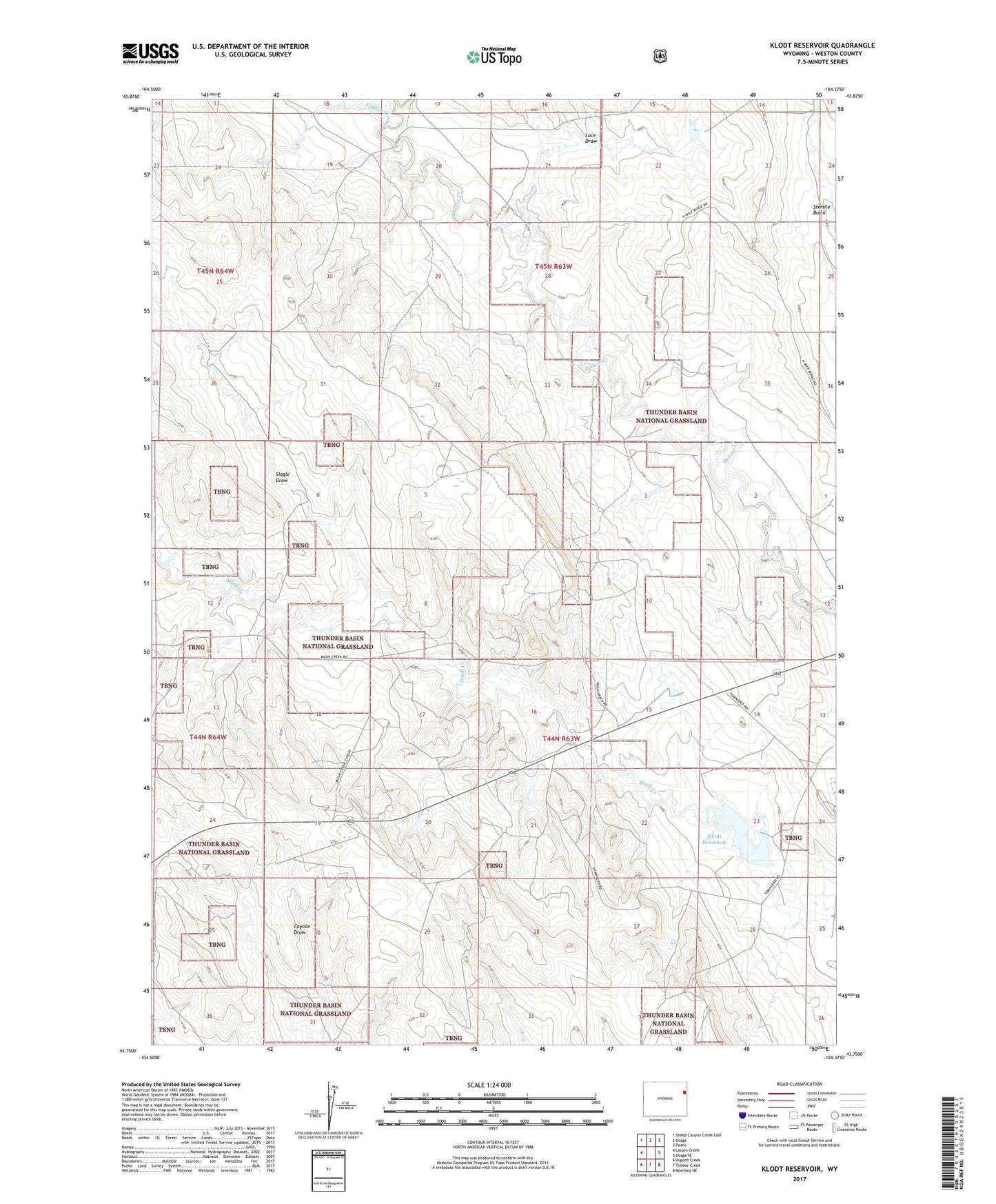 Klodt Reservoir Wyoming US Topo Map Image