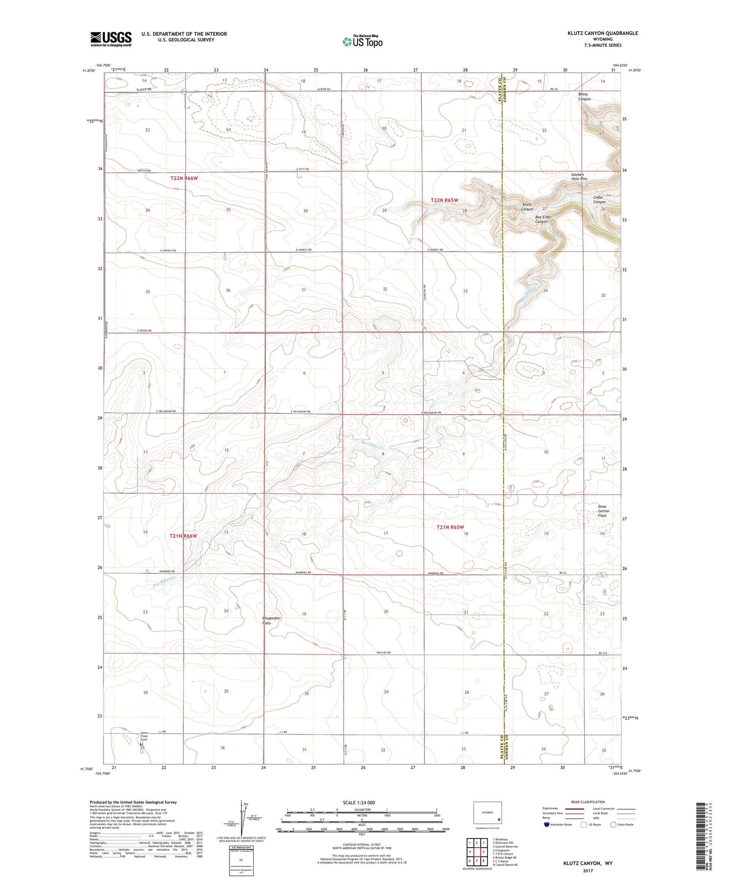 Klutz Canyon Wyoming US Topo Map Image