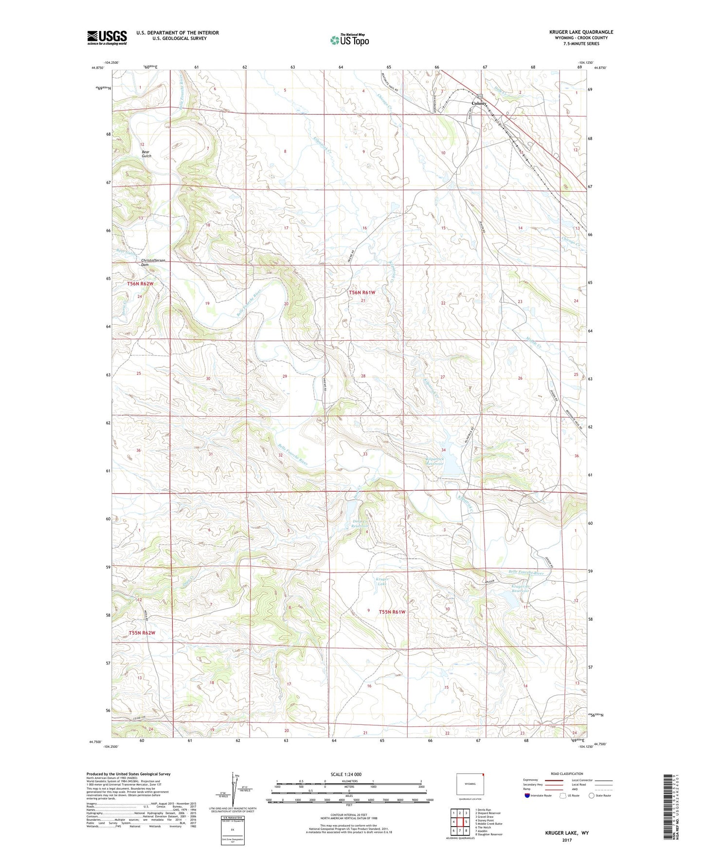 Kruger Lake Wyoming US Topo Map Image